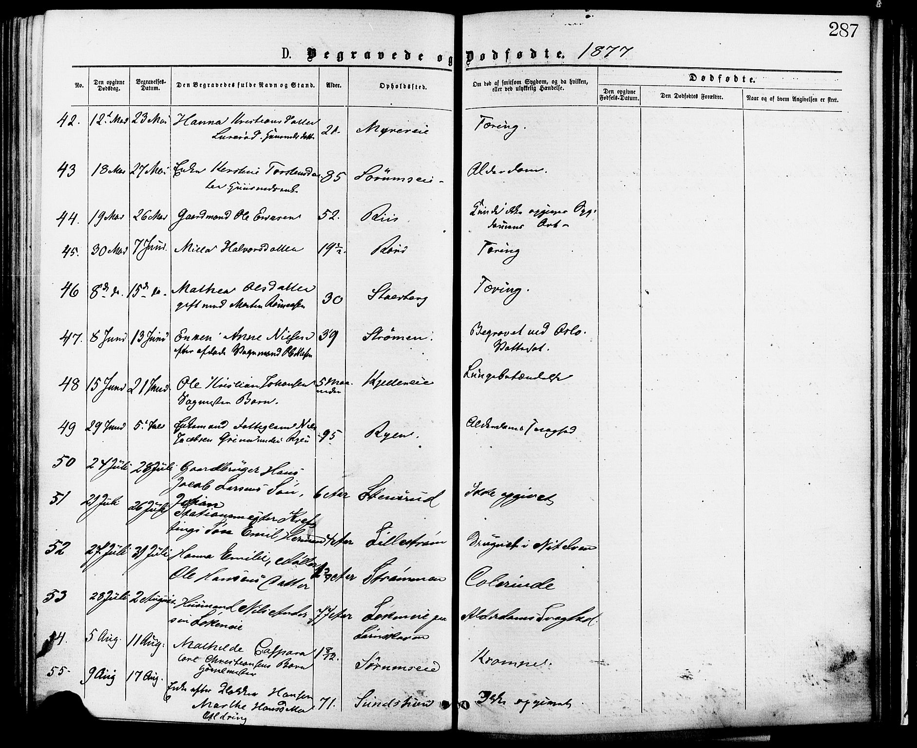 Skedsmo prestekontor Kirkebøker, AV/SAO-A-10033a/F/Fa/L0012: Parish register (official) no. I 12, 1876-1883, p. 287