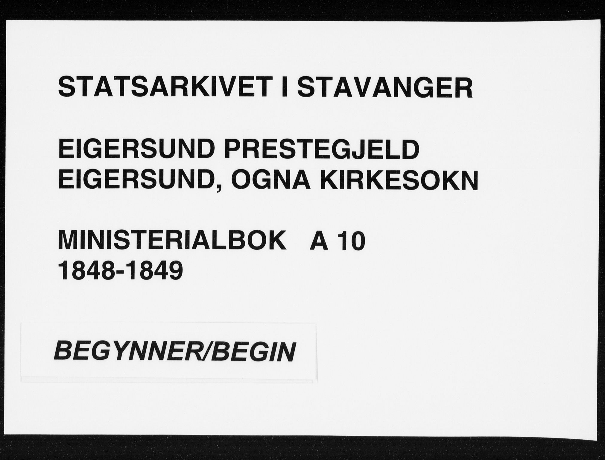 Eigersund sokneprestkontor, SAST/A-101807/S08/L0010: Parish register (official) no. A 10, 1848-1849