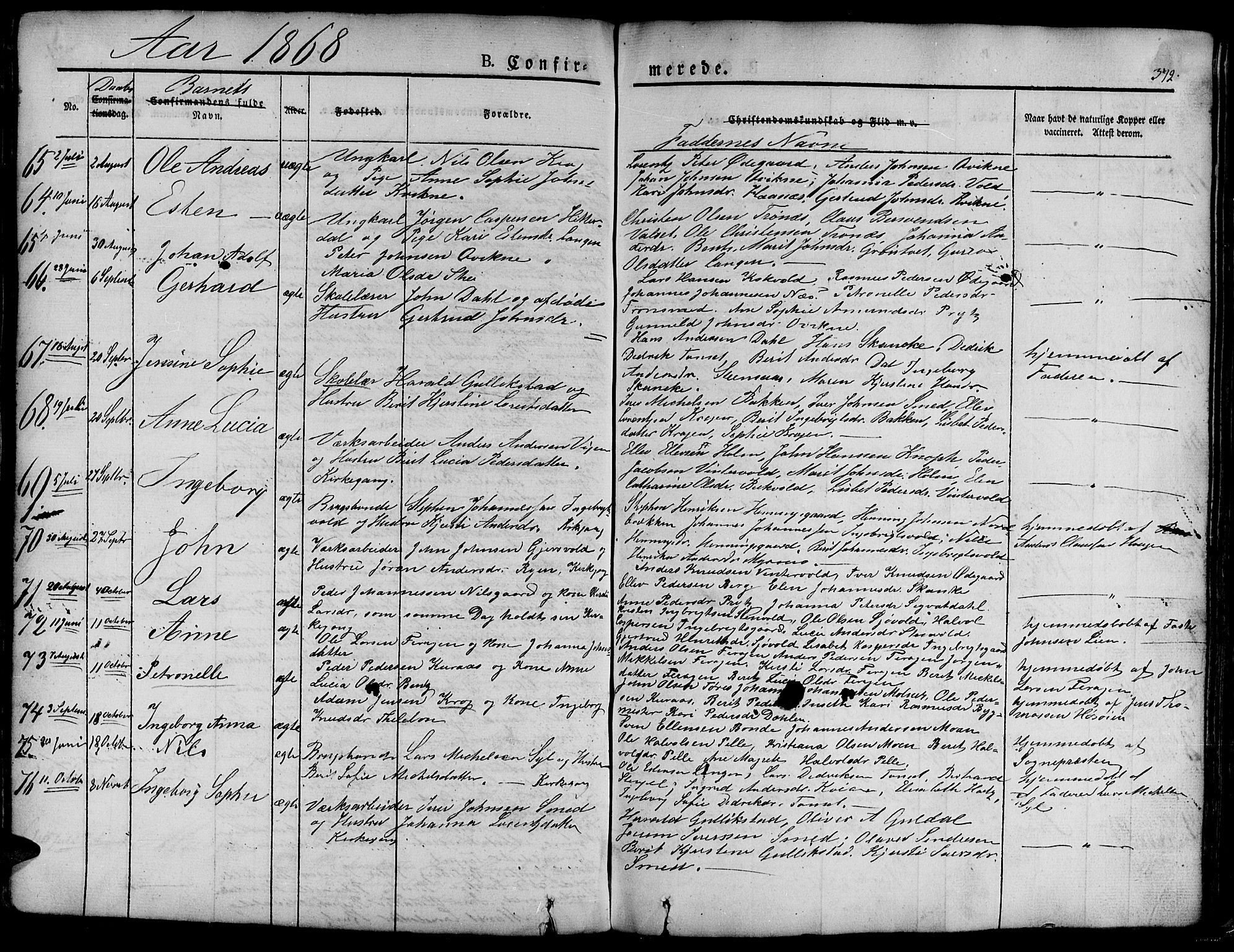 Ministerialprotokoller, klokkerbøker og fødselsregistre - Sør-Trøndelag, SAT/A-1456/681/L0938: Parish register (copy) no. 681C02, 1829-1879, p. 372