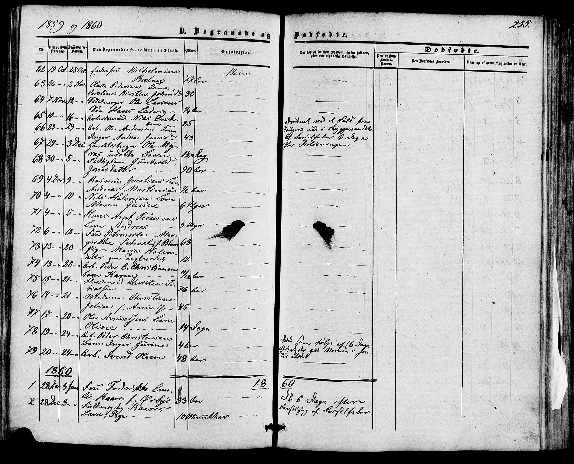 Skien kirkebøker, SAKO/A-302/F/Fa/L0007: Parish register (official) no. 7, 1856-1865, p. 255