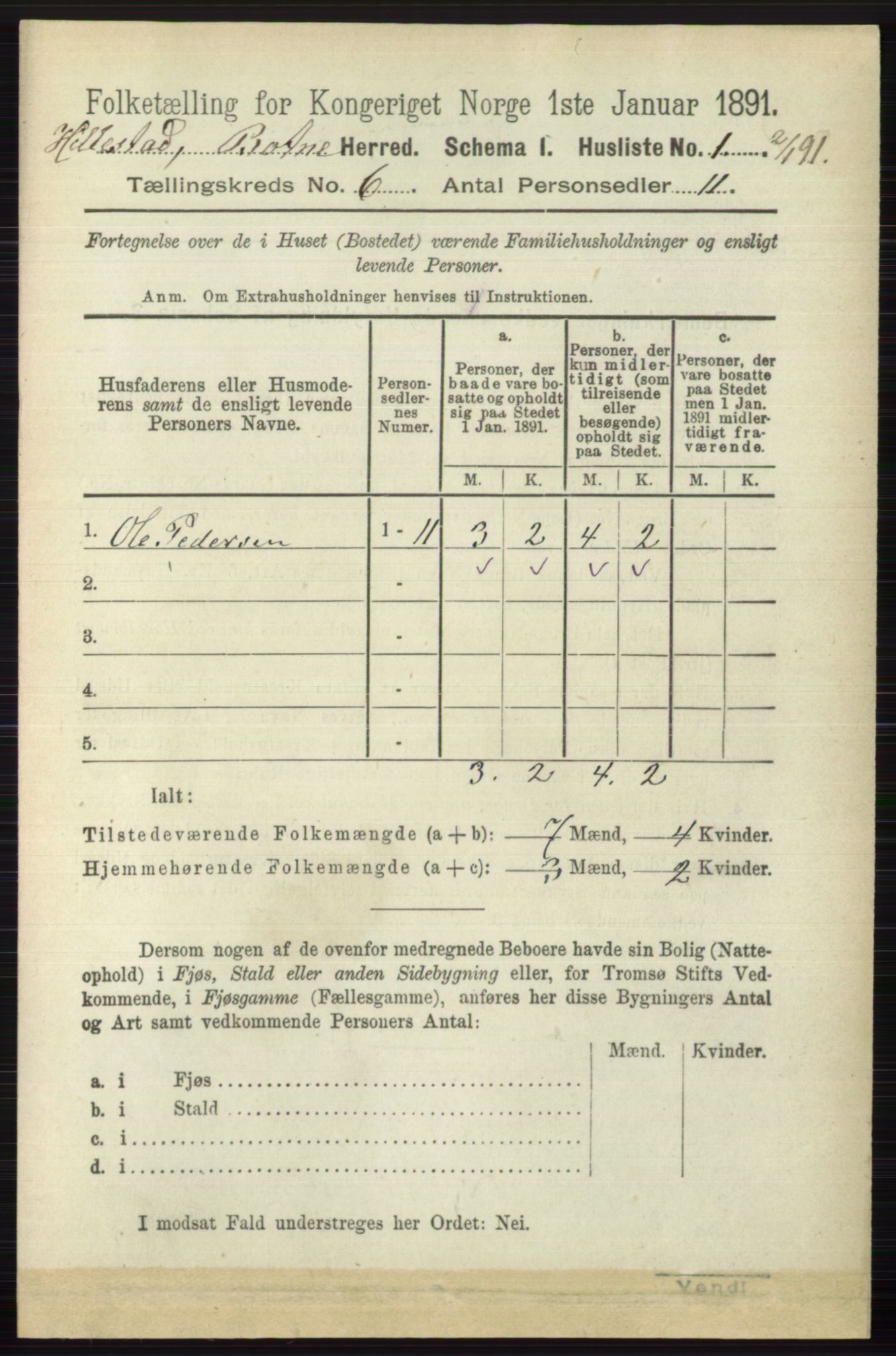RA, 1891 census for 0715 Botne, 1891, p. 2217