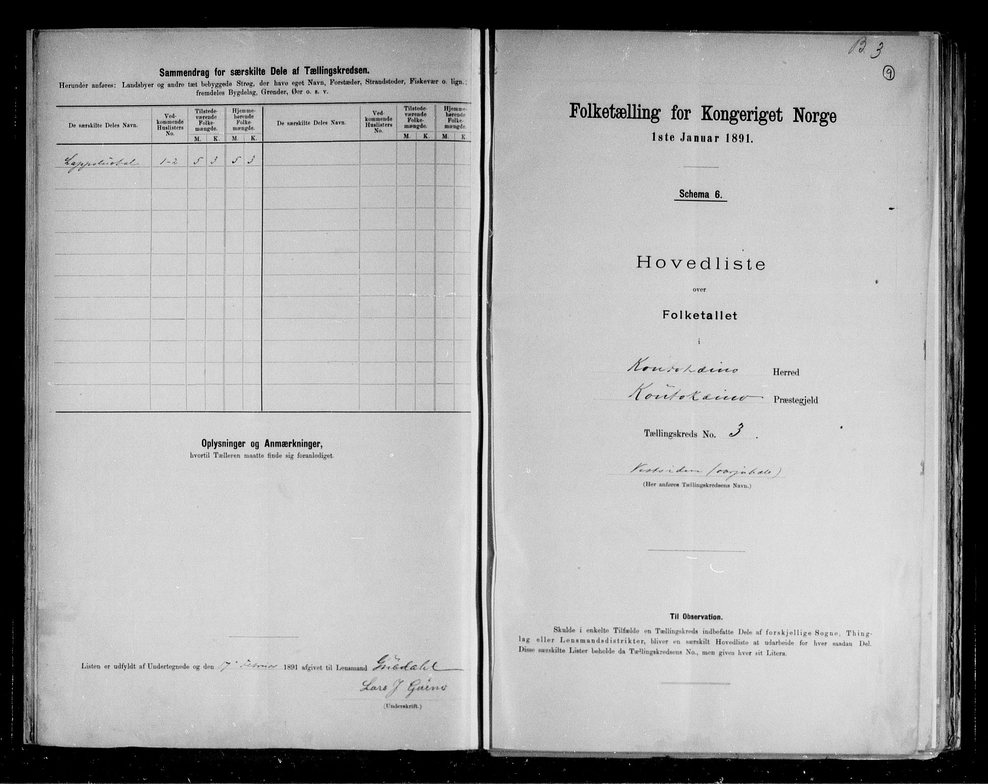 RA, 1891 census for 2011 Kautokeino, 1891, p. 10