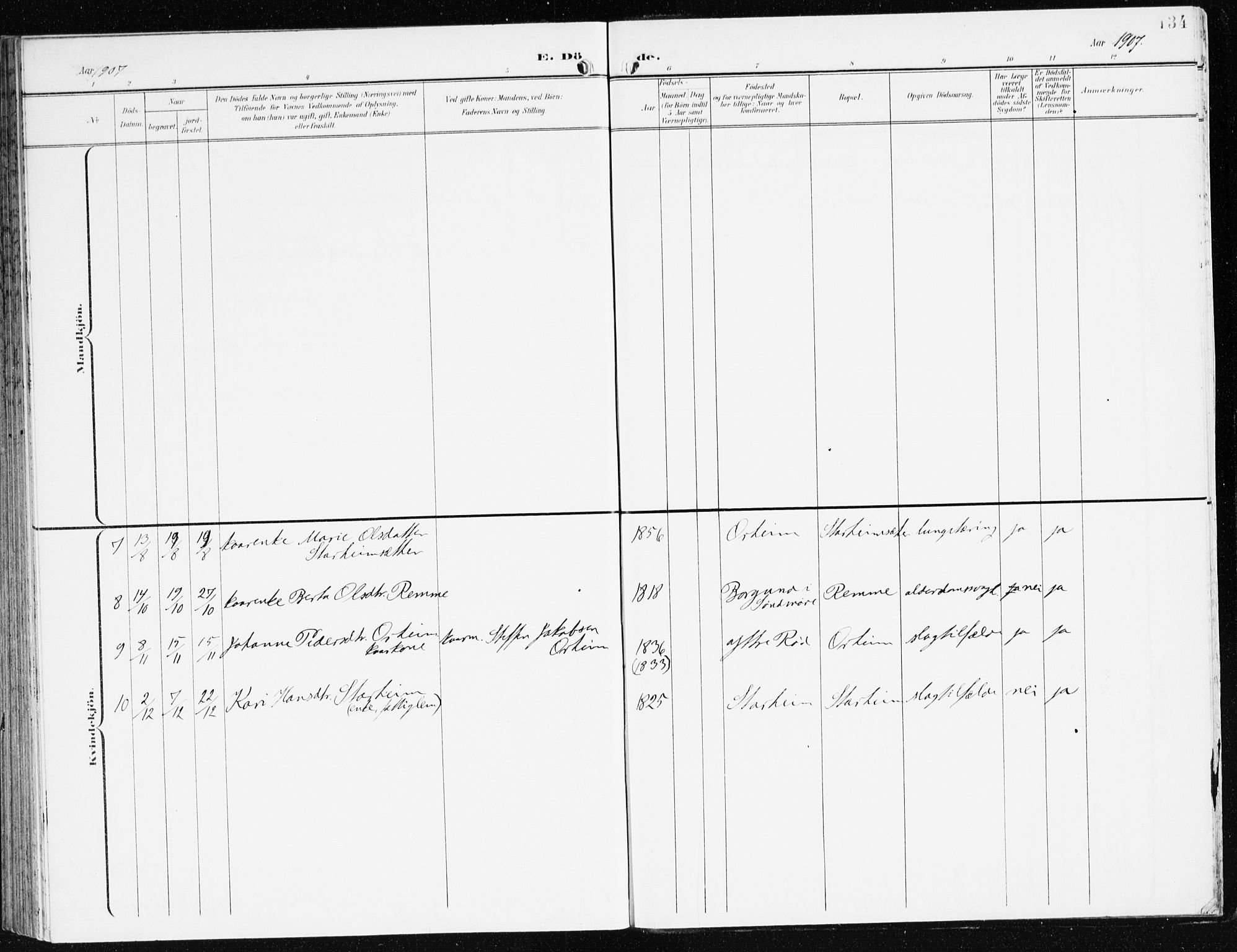 Eid sokneprestembete, AV/SAB-A-82301/H/Haa/Haac/L0002: Parish register (official) no. C 2, 1899-1927, p. 134