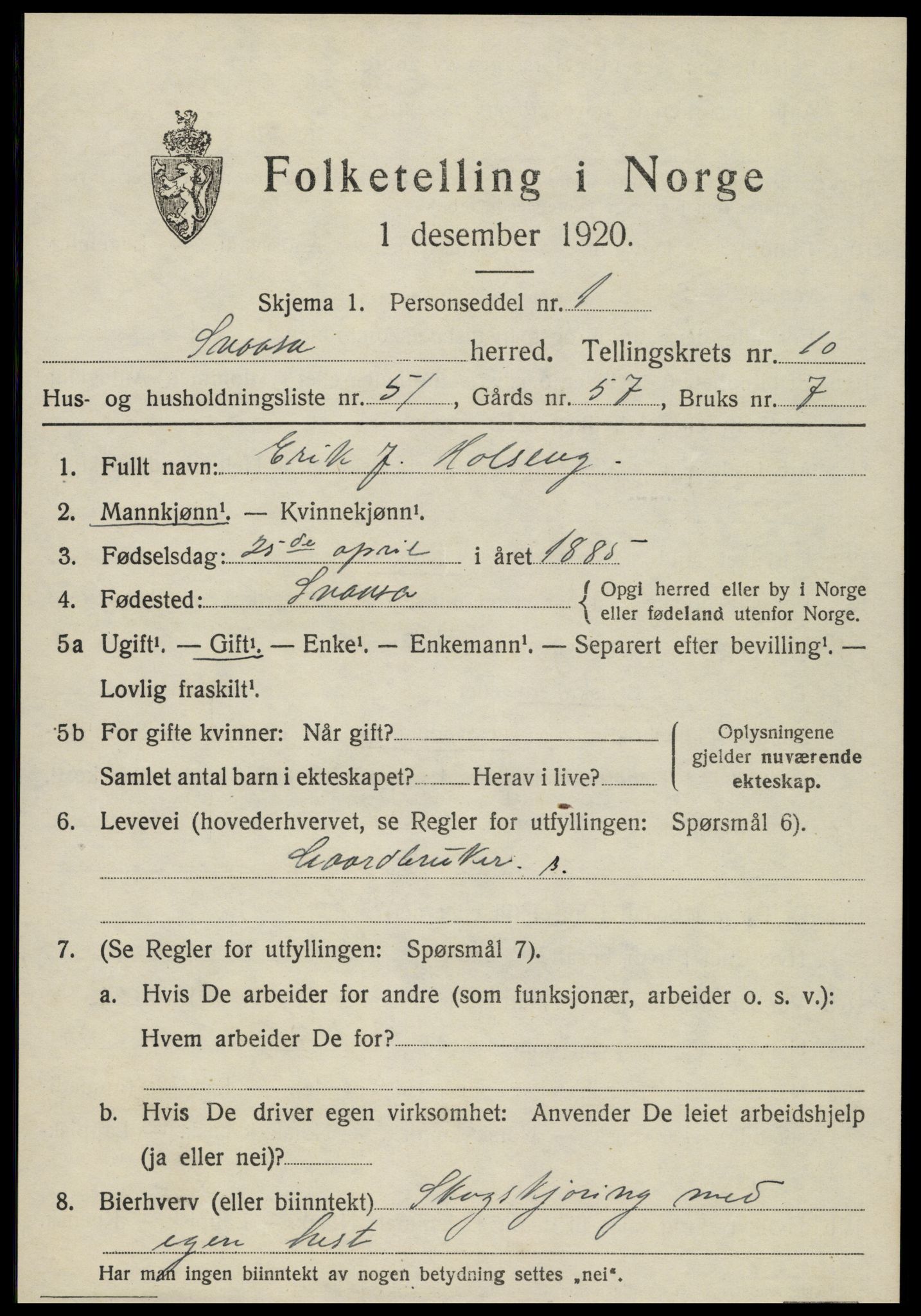 SAT, 1920 census for Snåsa, 1920, p. 4908