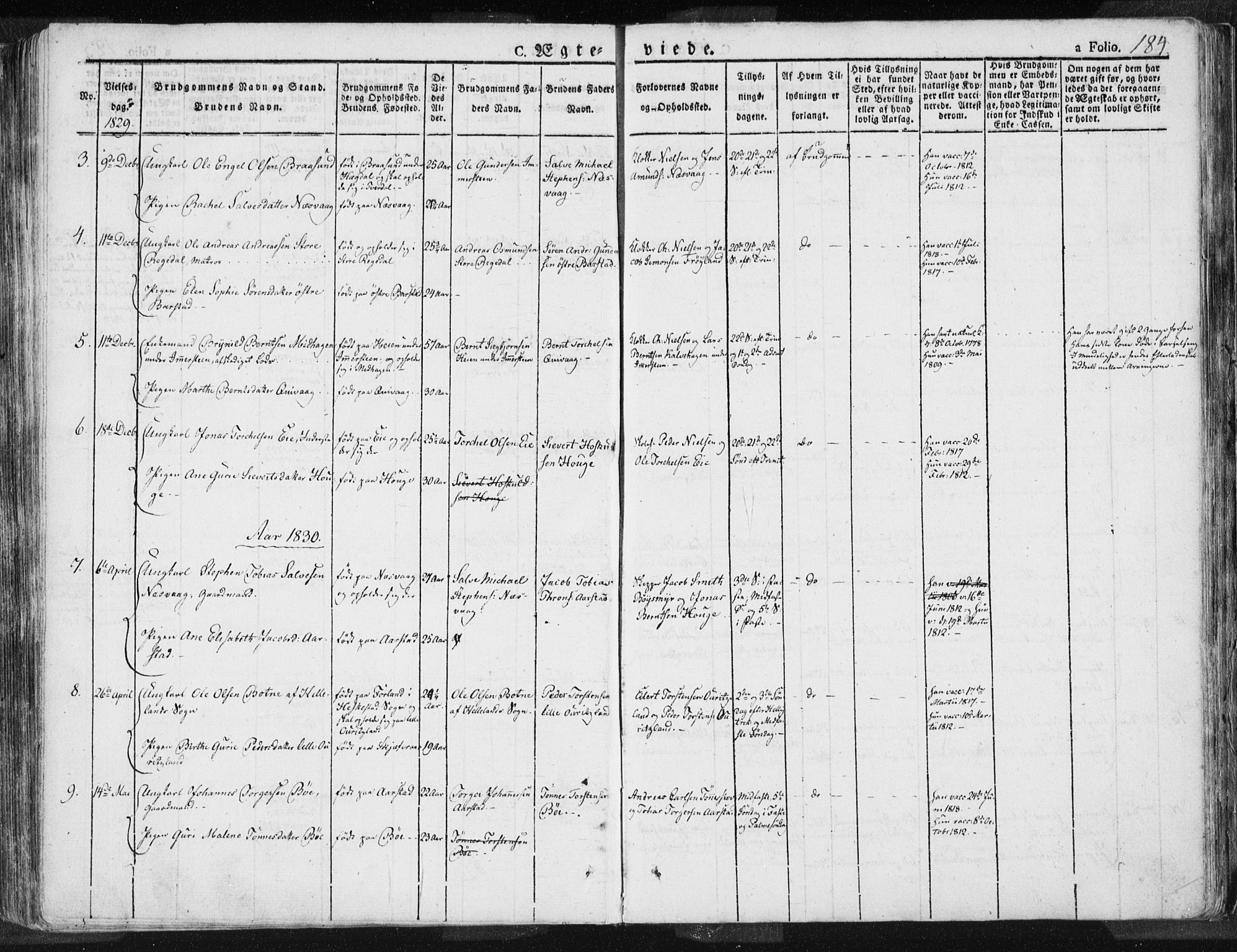 Sokndal sokneprestkontor, AV/SAST-A-101808: Parish register (official) no. A 7.1, 1826-1842, p. 184