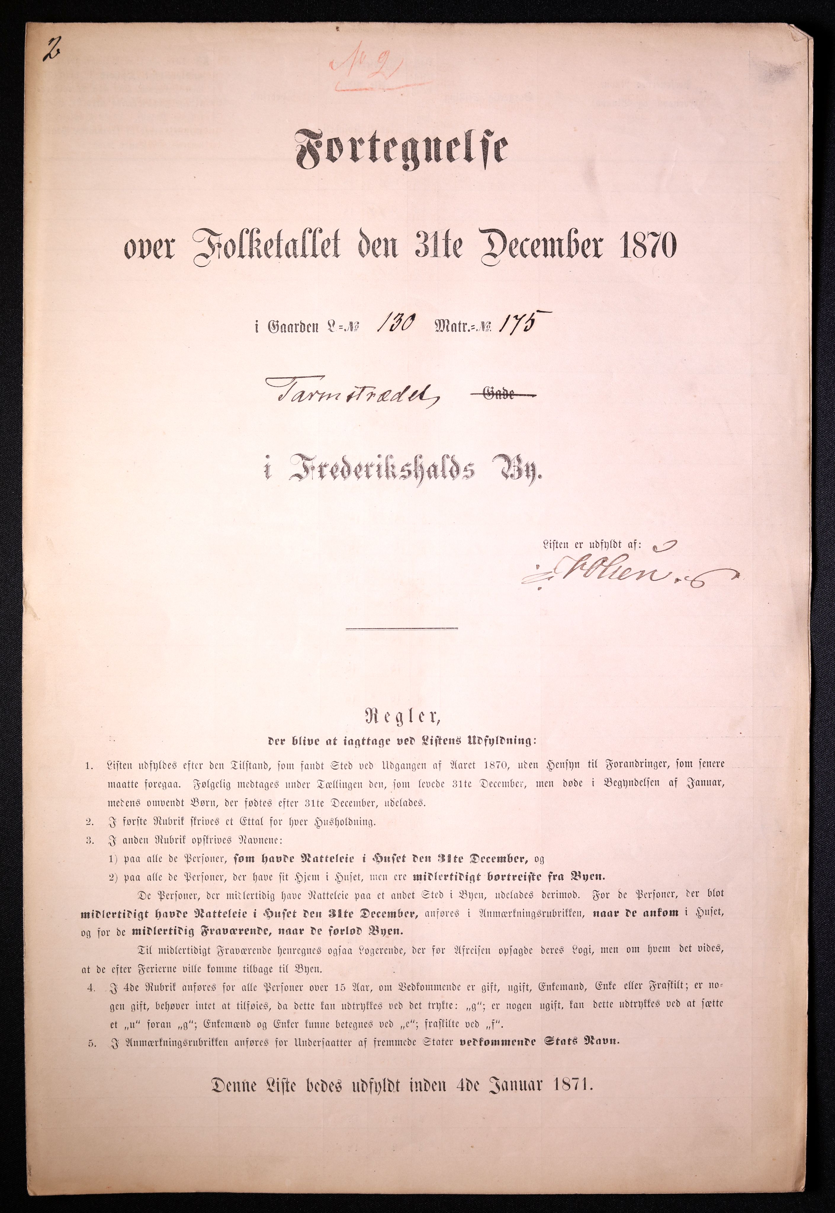 RA, 1870 census for 0101 Fredrikshald, 1870, p. 26