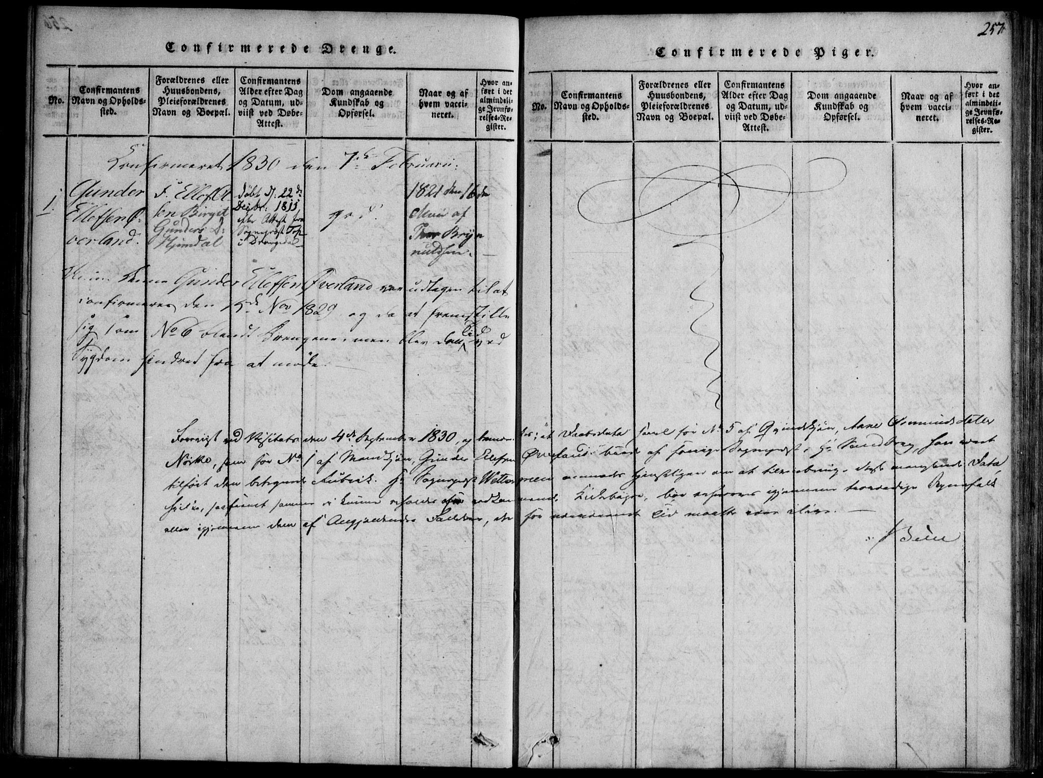 Nissedal kirkebøker, SAKO/A-288/F/Fb/L0001: Parish register (official) no. II 1, 1814-1845, p. 257