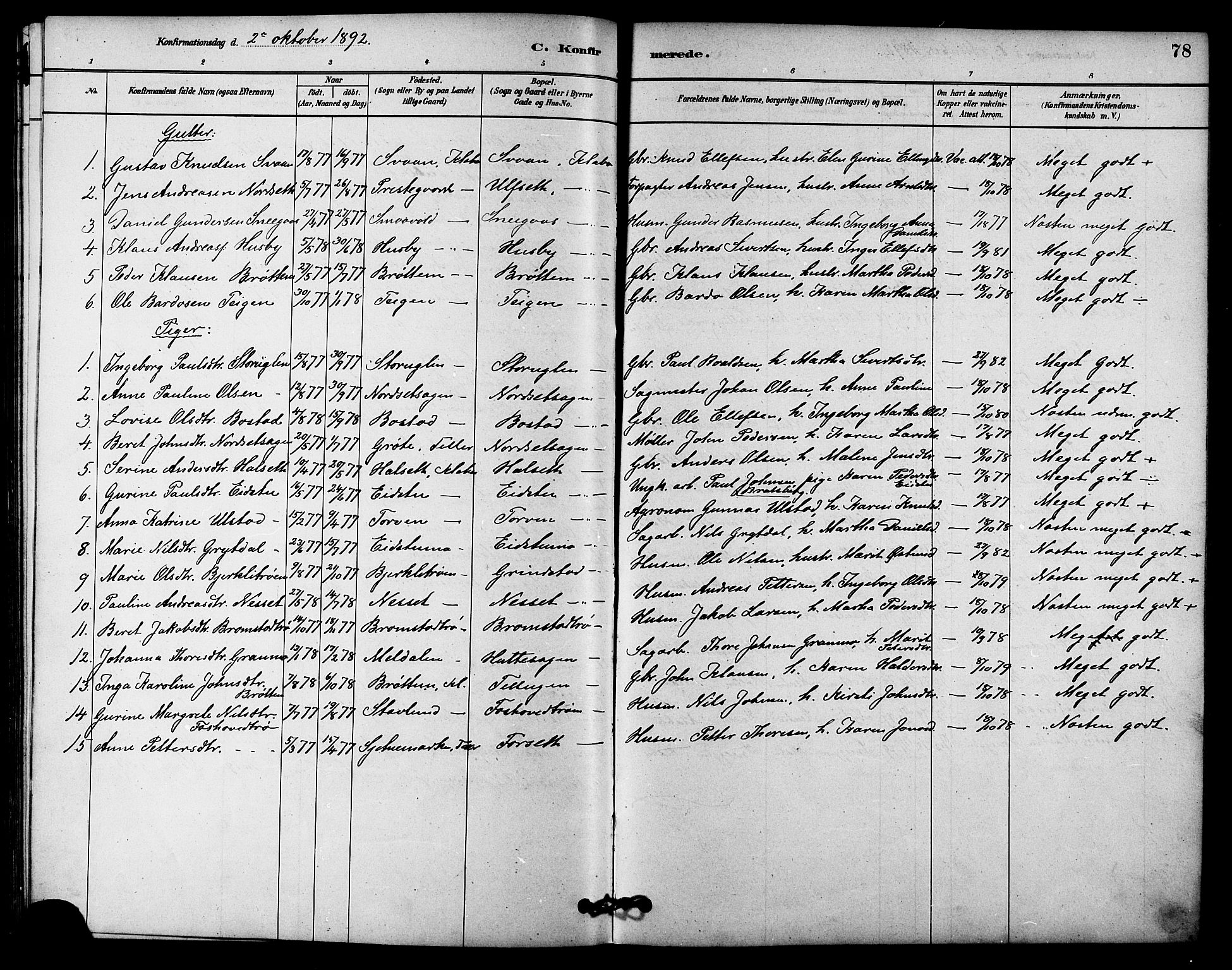 Ministerialprotokoller, klokkerbøker og fødselsregistre - Sør-Trøndelag, AV/SAT-A-1456/618/L0444: Parish register (official) no. 618A07, 1880-1898, p. 78