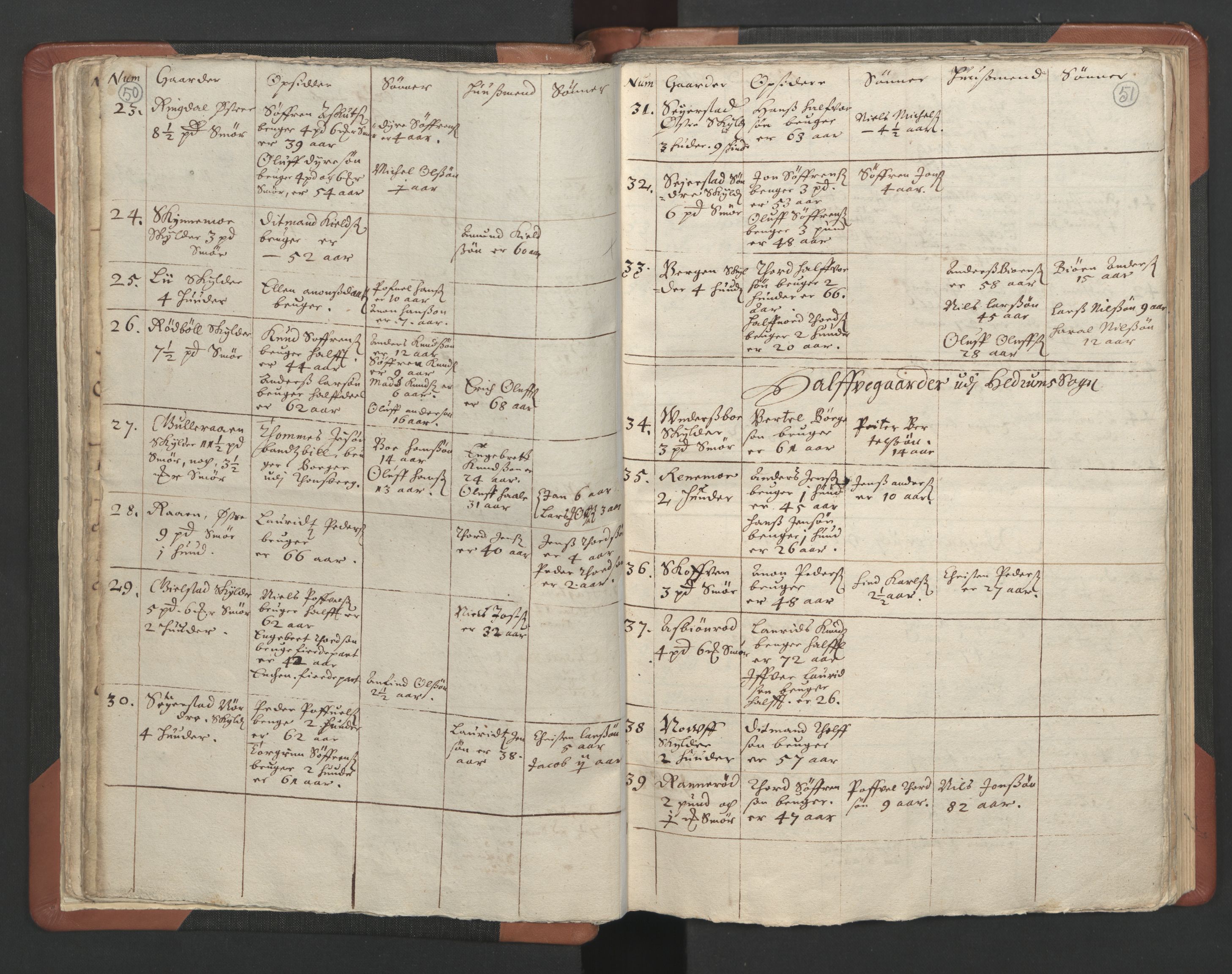 RA, Vicar's Census 1664-1666, no. 11: Brunlanes deanery, 1664-1666, p. 50-51