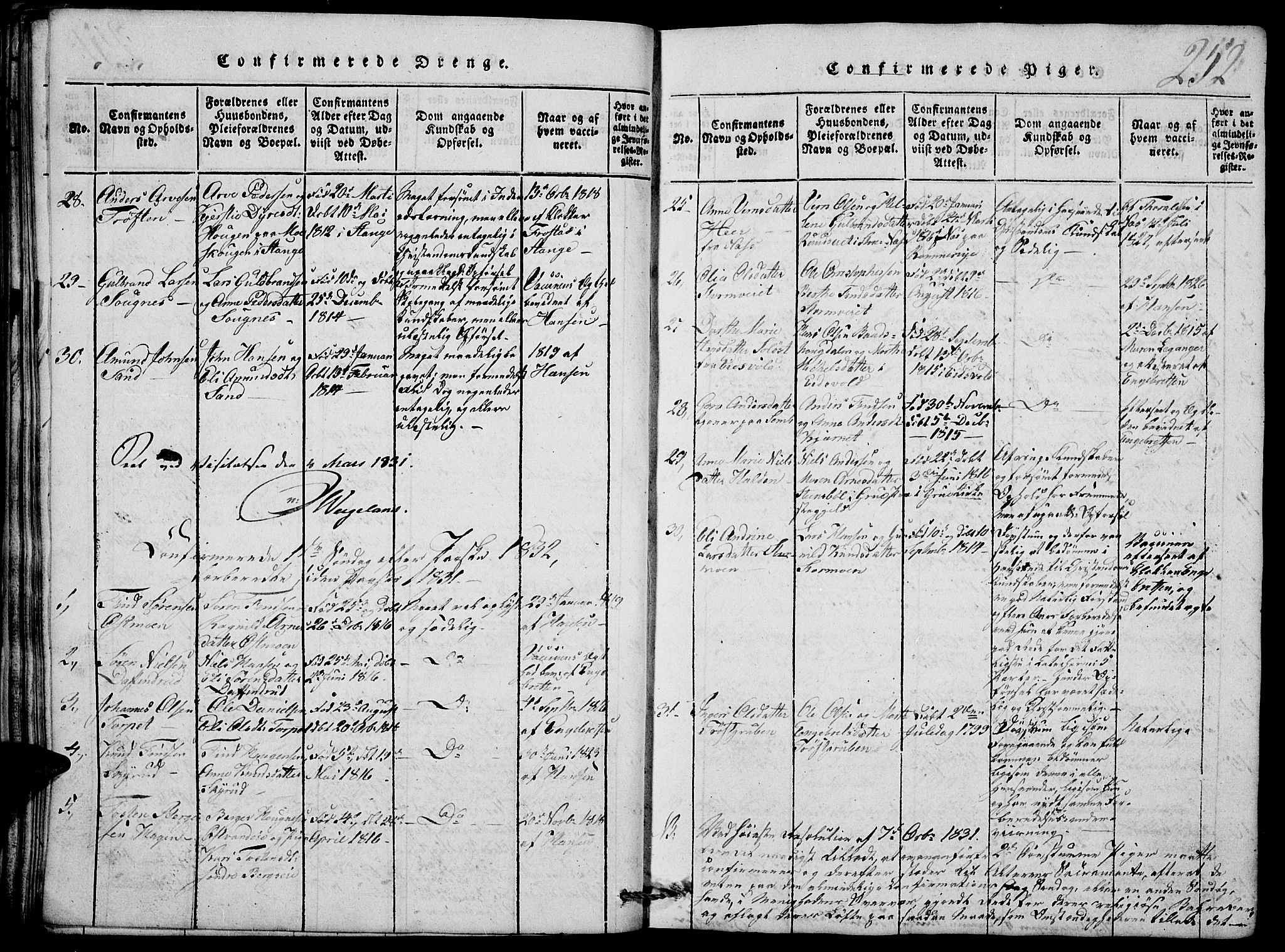 Nord-Odal prestekontor, AV/SAH-PREST-032/H/Ha/Hab/L0001: Parish register (copy) no. 1, 1819-1838, p. 252