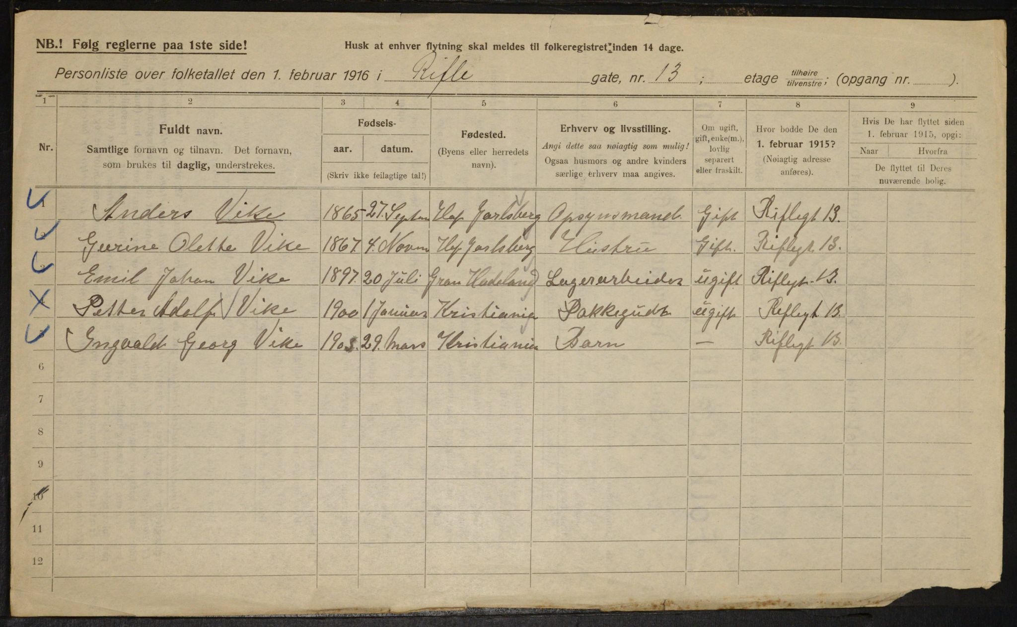 OBA, Municipal Census 1916 for Kristiania, 1916, p. 85334