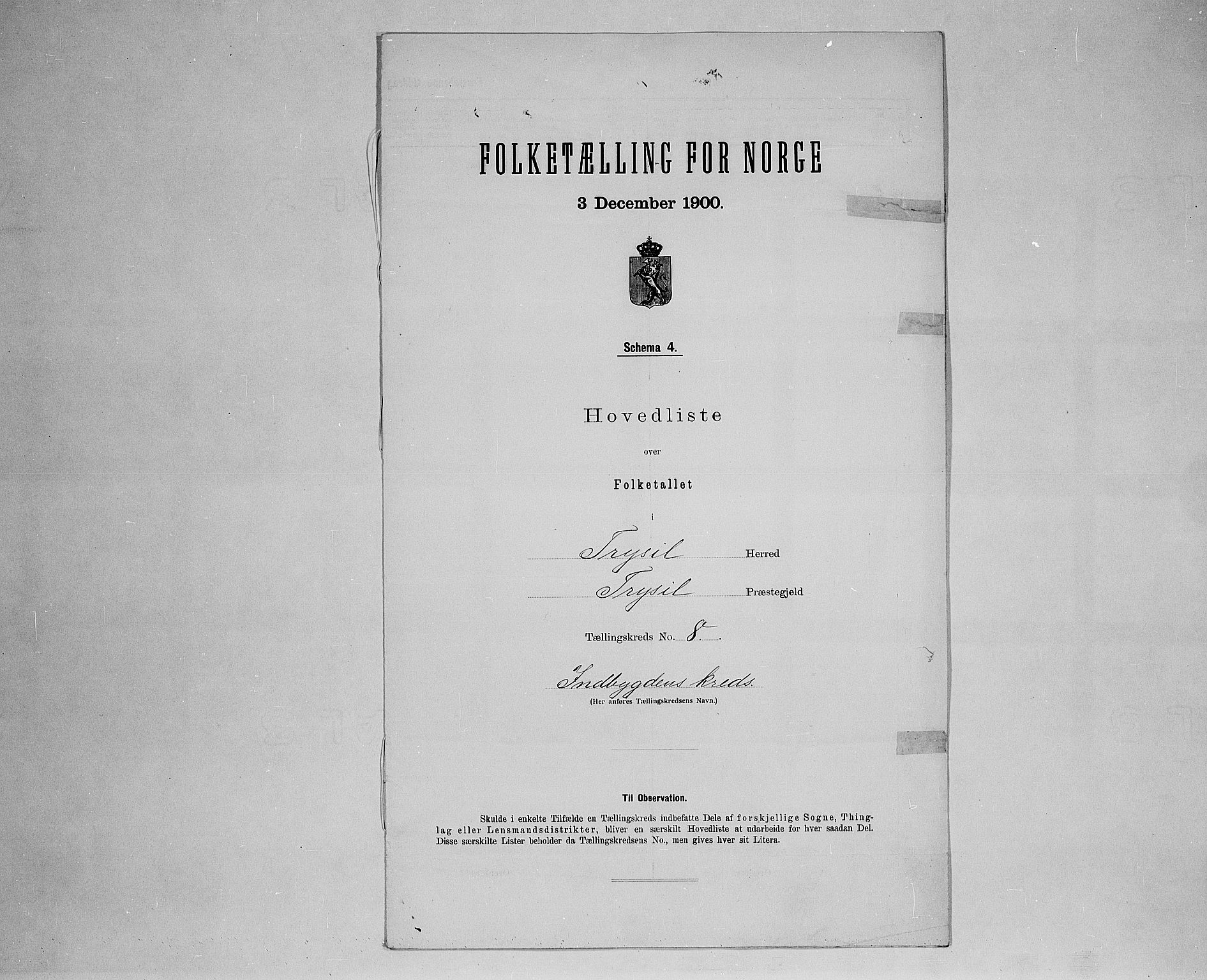 SAH, 1900 census for Trysil, 1900, p. 38