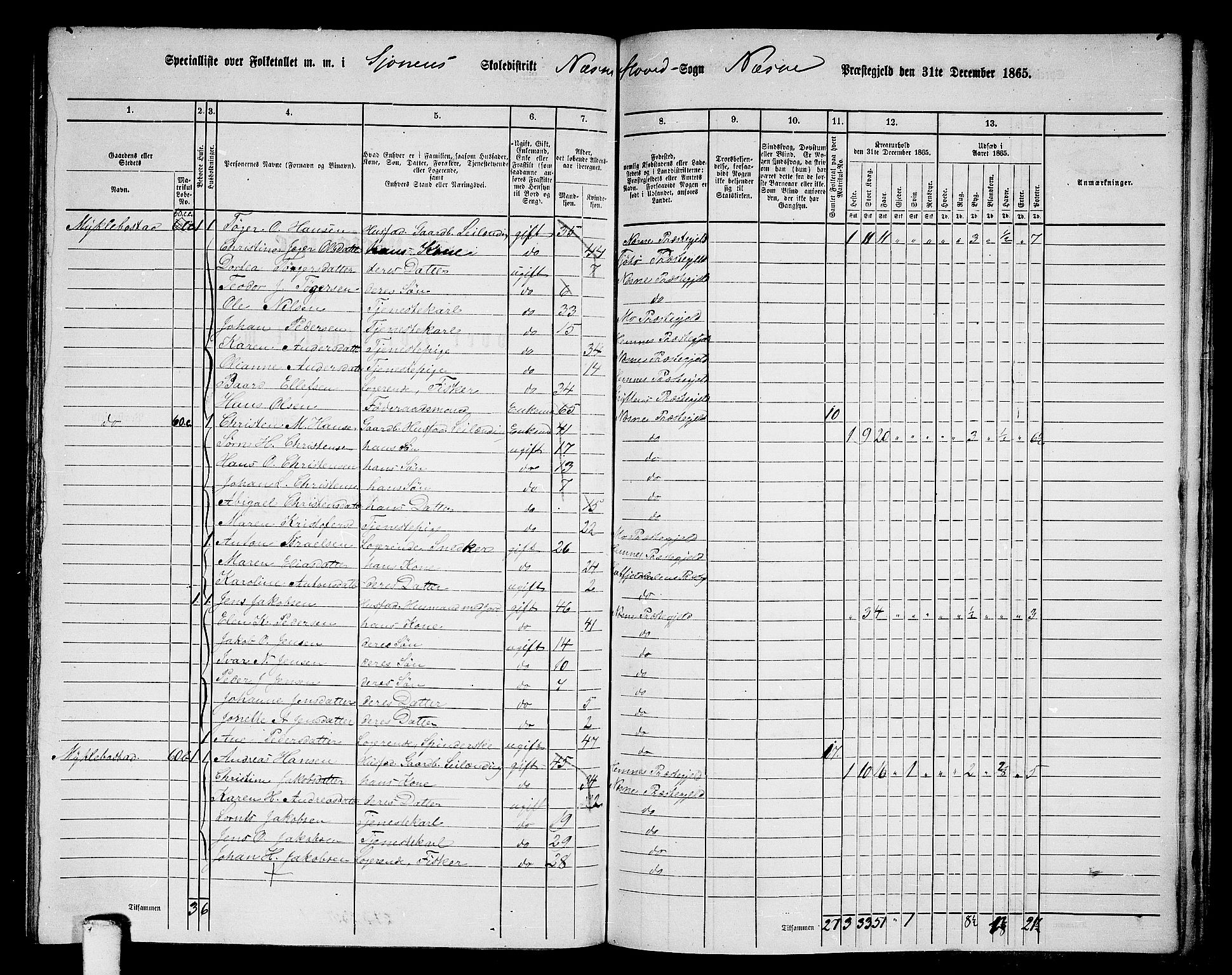 RA, 1865 census for Nesna, 1865, p. 117