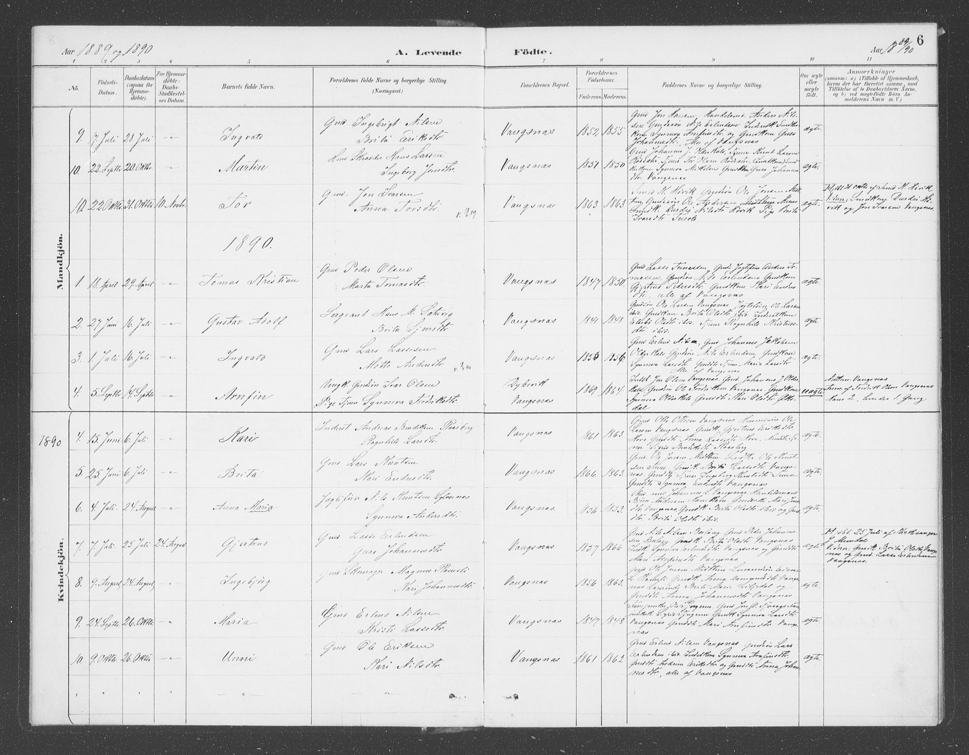 Balestrand sokneprestembete, AV/SAB-A-79601/H/Haa/Haae/L0001: Parish register (official) no. E  1, 1889-1909, p. 6