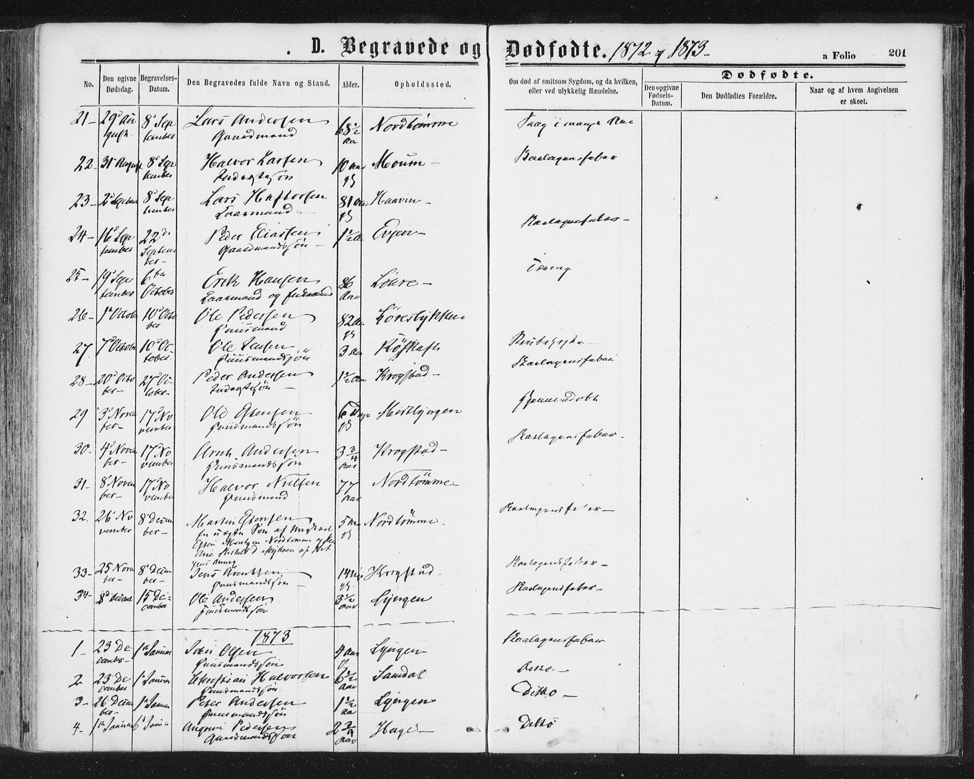 Ministerialprotokoller, klokkerbøker og fødselsregistre - Sør-Trøndelag, SAT/A-1456/692/L1104: Parish register (official) no. 692A04, 1862-1878, p. 201