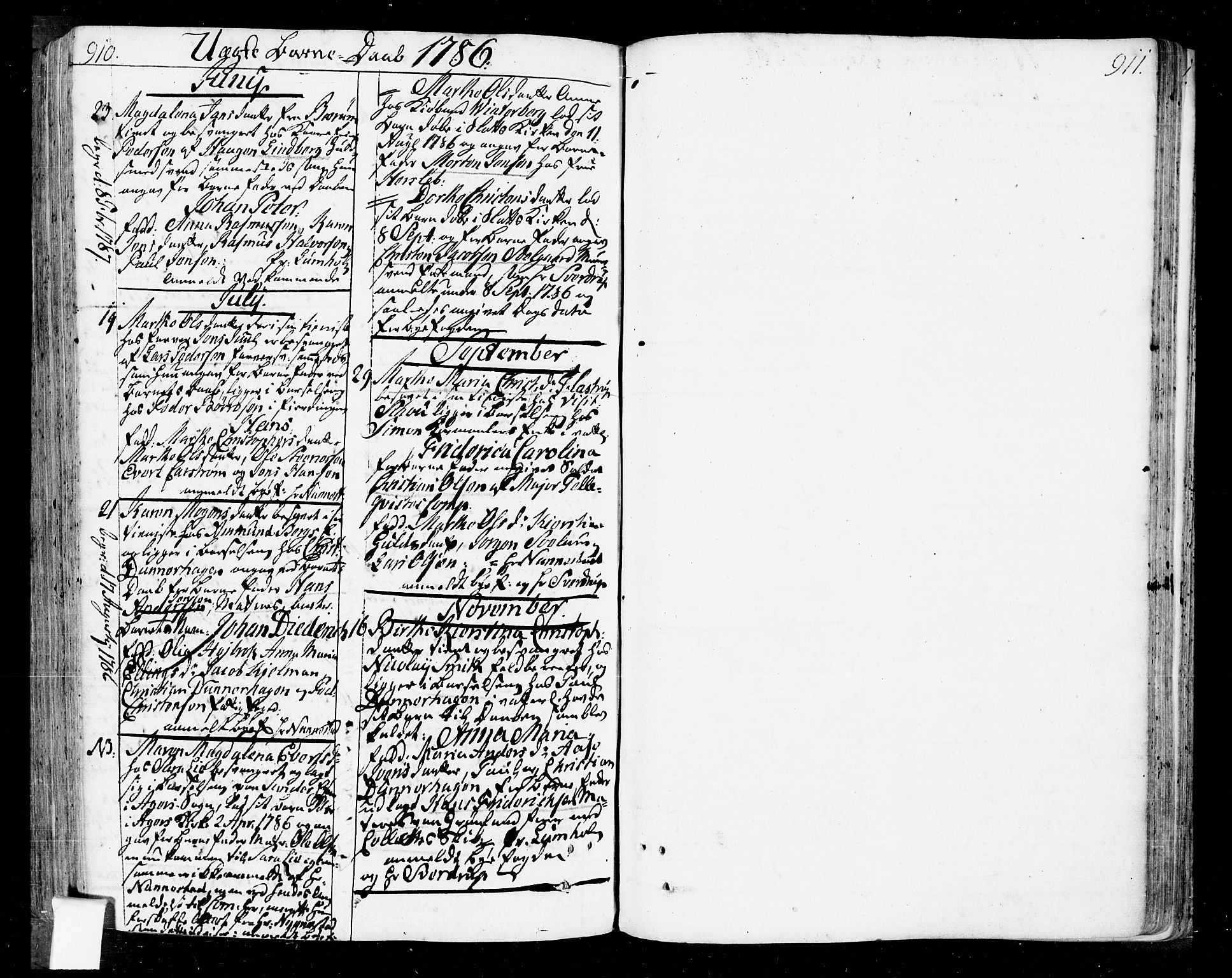 Oslo domkirke Kirkebøker, AV/SAO-A-10752/F/Fa/L0004: Parish register (official) no. 4, 1743-1786, p. 910-911