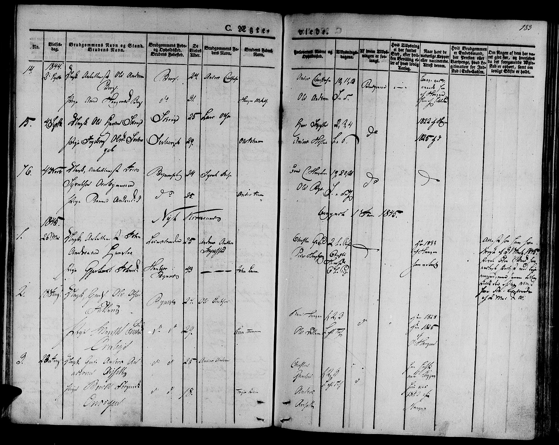 Ministerialprotokoller, klokkerbøker og fødselsregistre - Sør-Trøndelag, SAT/A-1456/612/L0374: Parish register (official) no. 612A07 /1, 1829-1845, p. 183