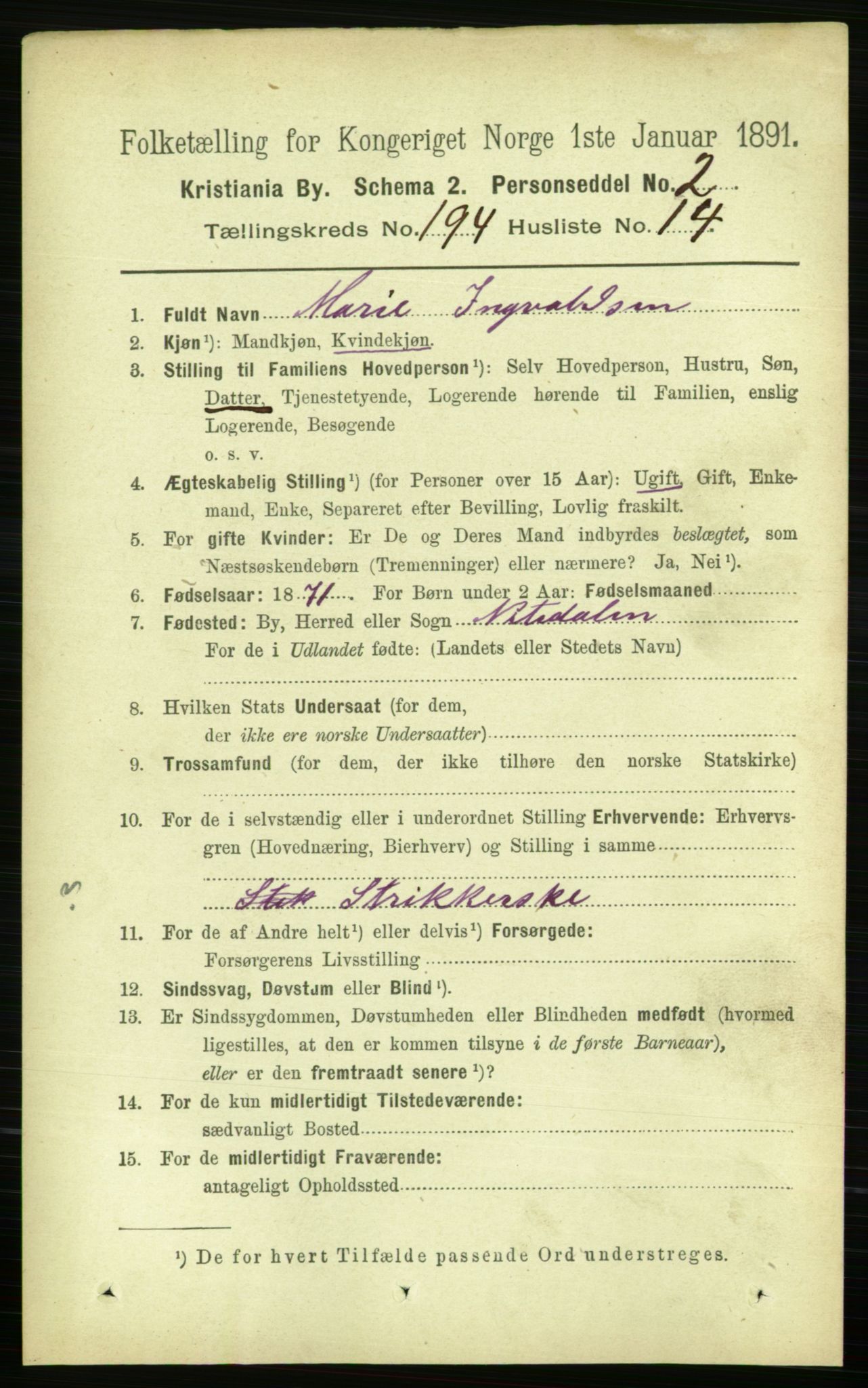 RA, 1891 census for 0301 Kristiania, 1891, p. 117057
