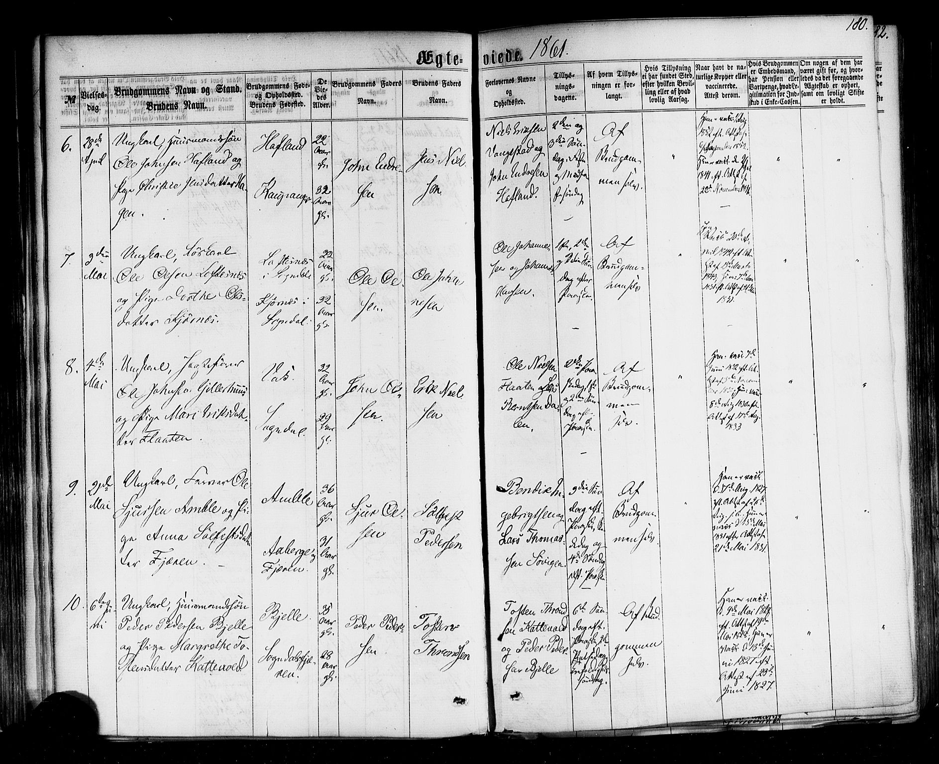 Sogndal sokneprestembete, AV/SAB-A-81301/H/Haa/Haaa/L0013: Parish register (official) no. A 13, 1859-1877, p. 180