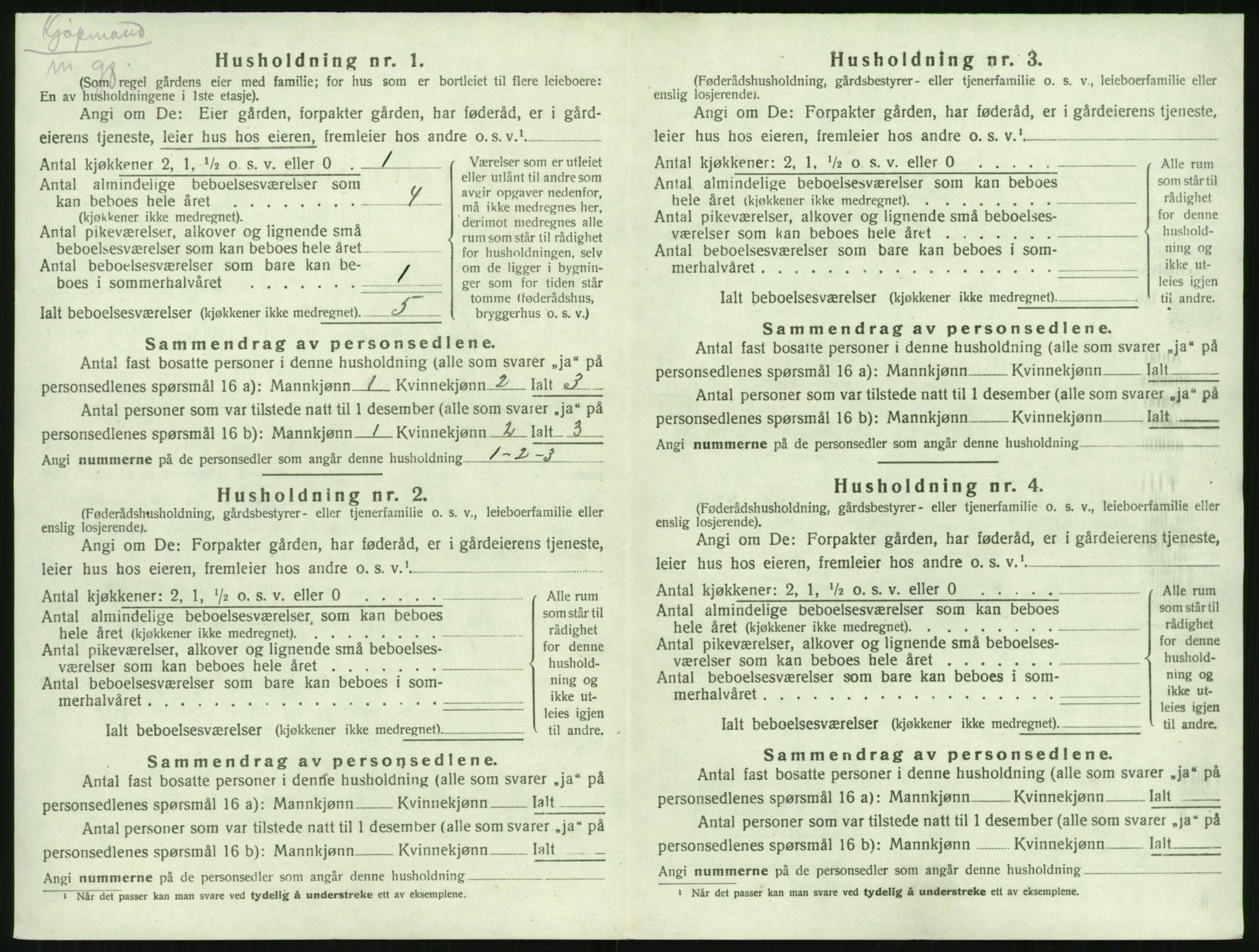 SAK, 1920 census for Vestre Moland, 1920, p. 872