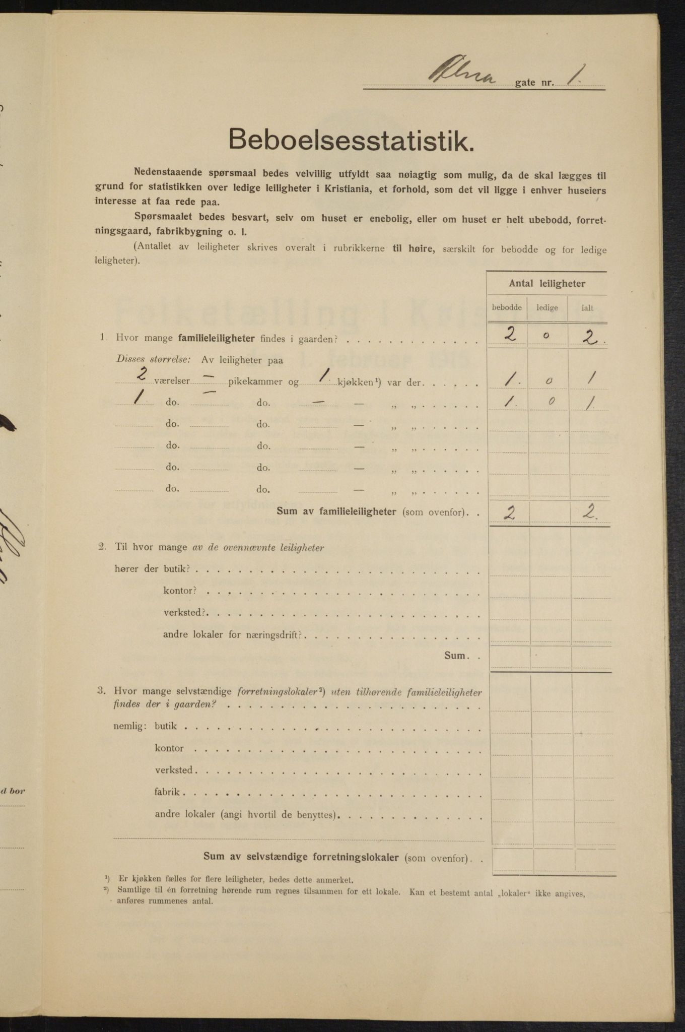 OBA, Municipal Census 1915 for Kristiania, 1915, p. 1120