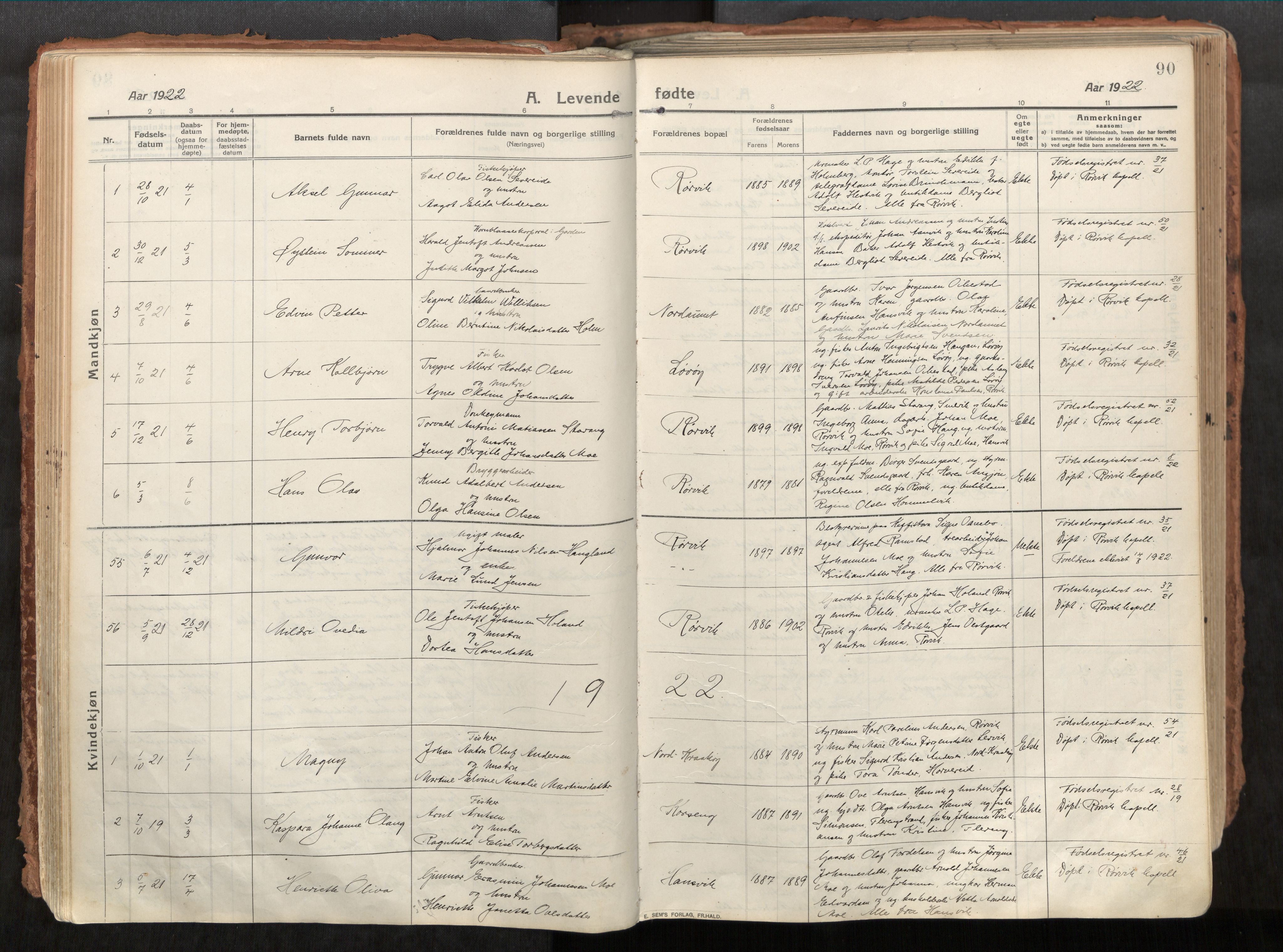 Vikna sokneprestkontor, AV/SAT-A-1173/1/I/I1/I1a/L0001: Parish register (official) no. 1, 1913-1934, p. 90