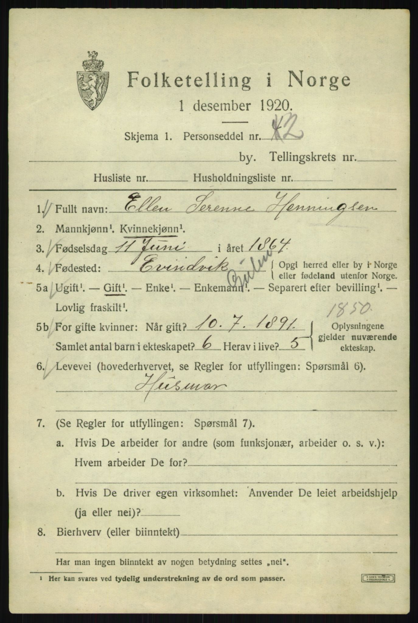 SAB, 1920 census for Bergen, 1920, p. 247415