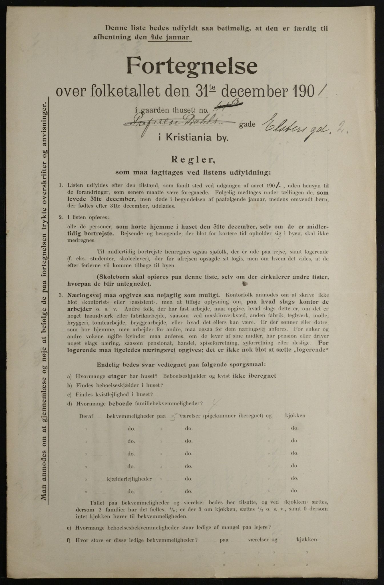OBA, Municipal Census 1901 for Kristiania, 1901, p. 3307