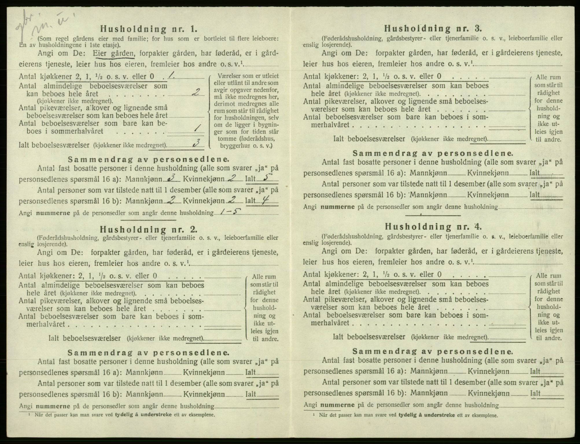 SAB, 1920 census for Fusa, 1920, p. 309