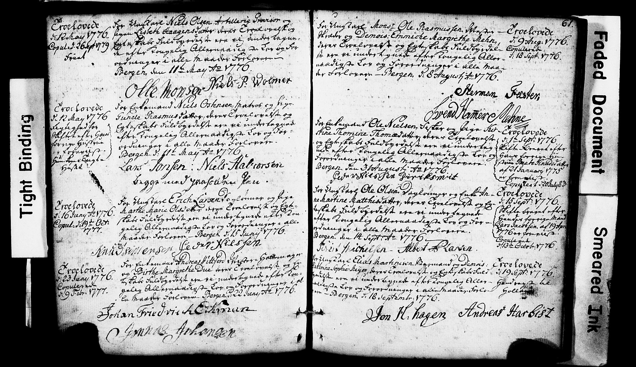 Domkirken sokneprestembete, AV/SAB-A-74801: Best man's statements no. II.5.1, 1767-1792, p. 61