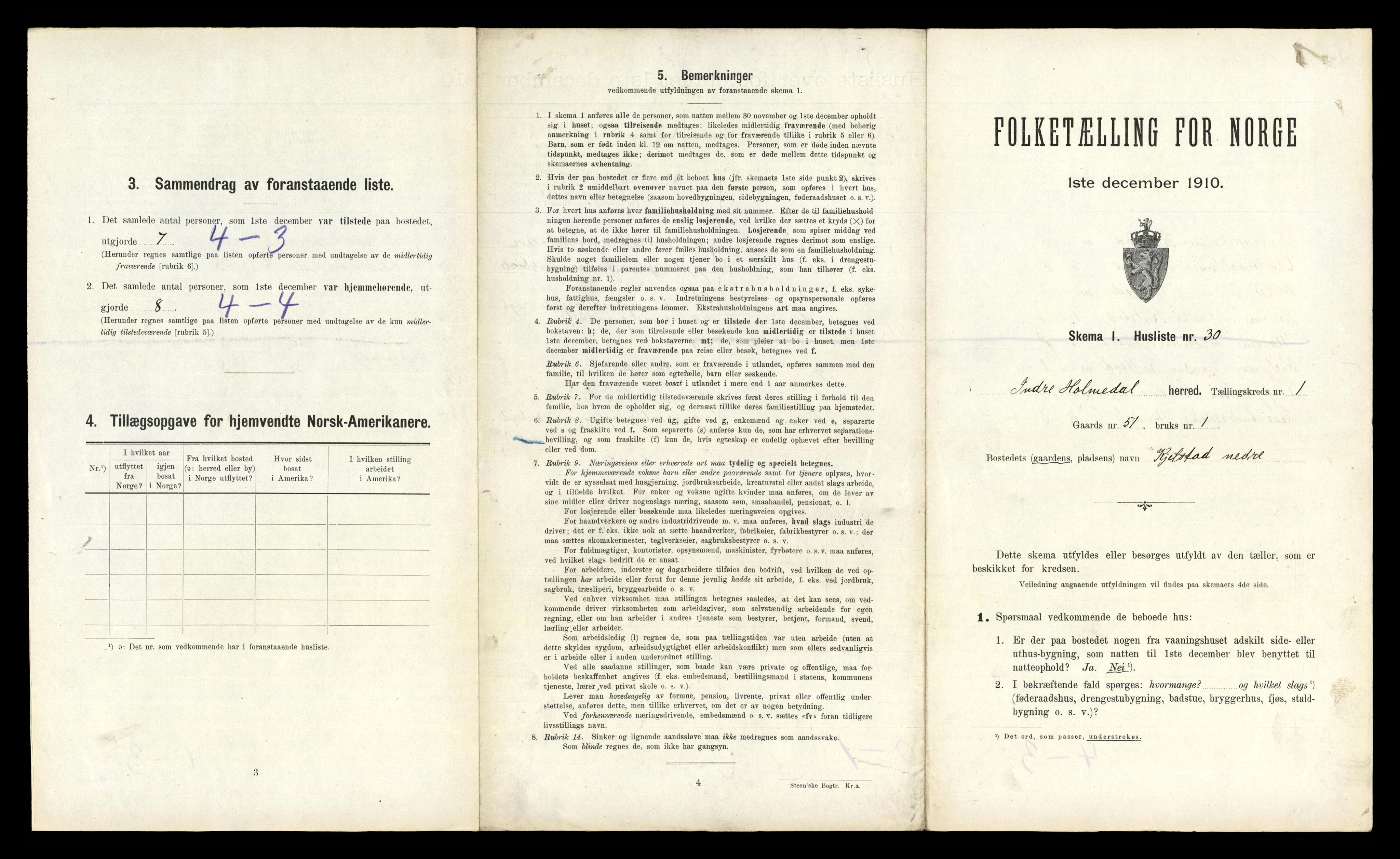 RA, 1910 census for Indre Holmedal, 1910, p. 114