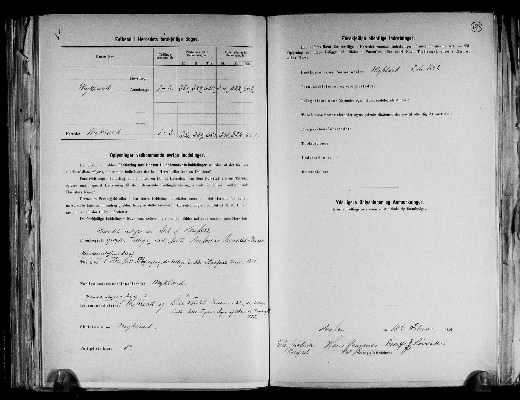 RA, 1891 census for 0932 Mykland, 1891, p. 3