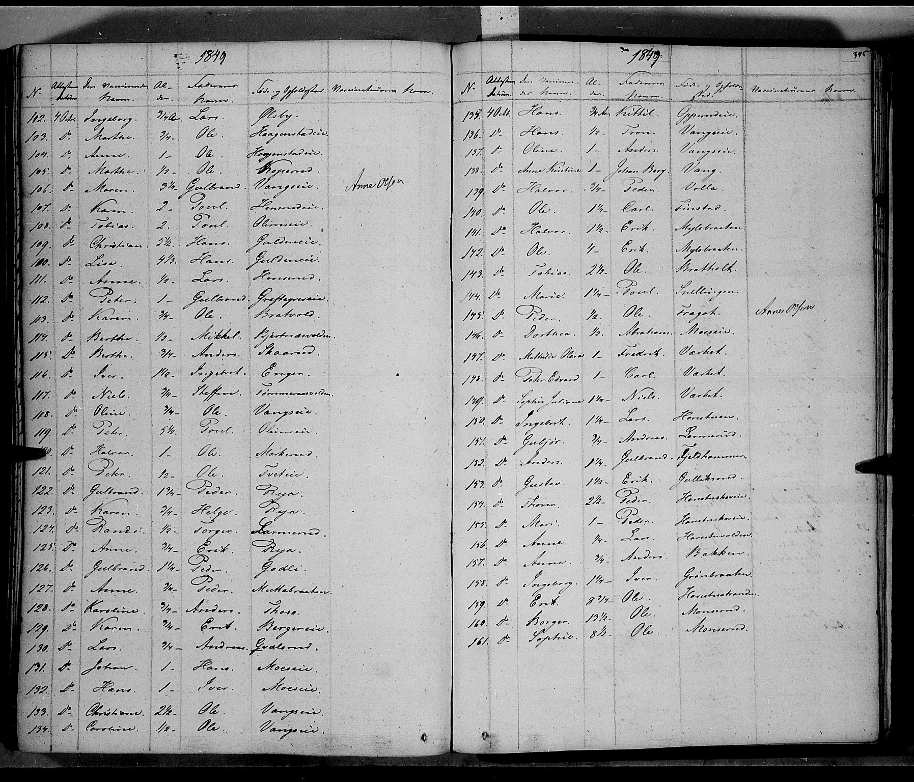 Jevnaker prestekontor, SAH/PREST-116/H/Ha/Haa/L0006: Parish register (official) no. 6, 1837-1857, p. 345