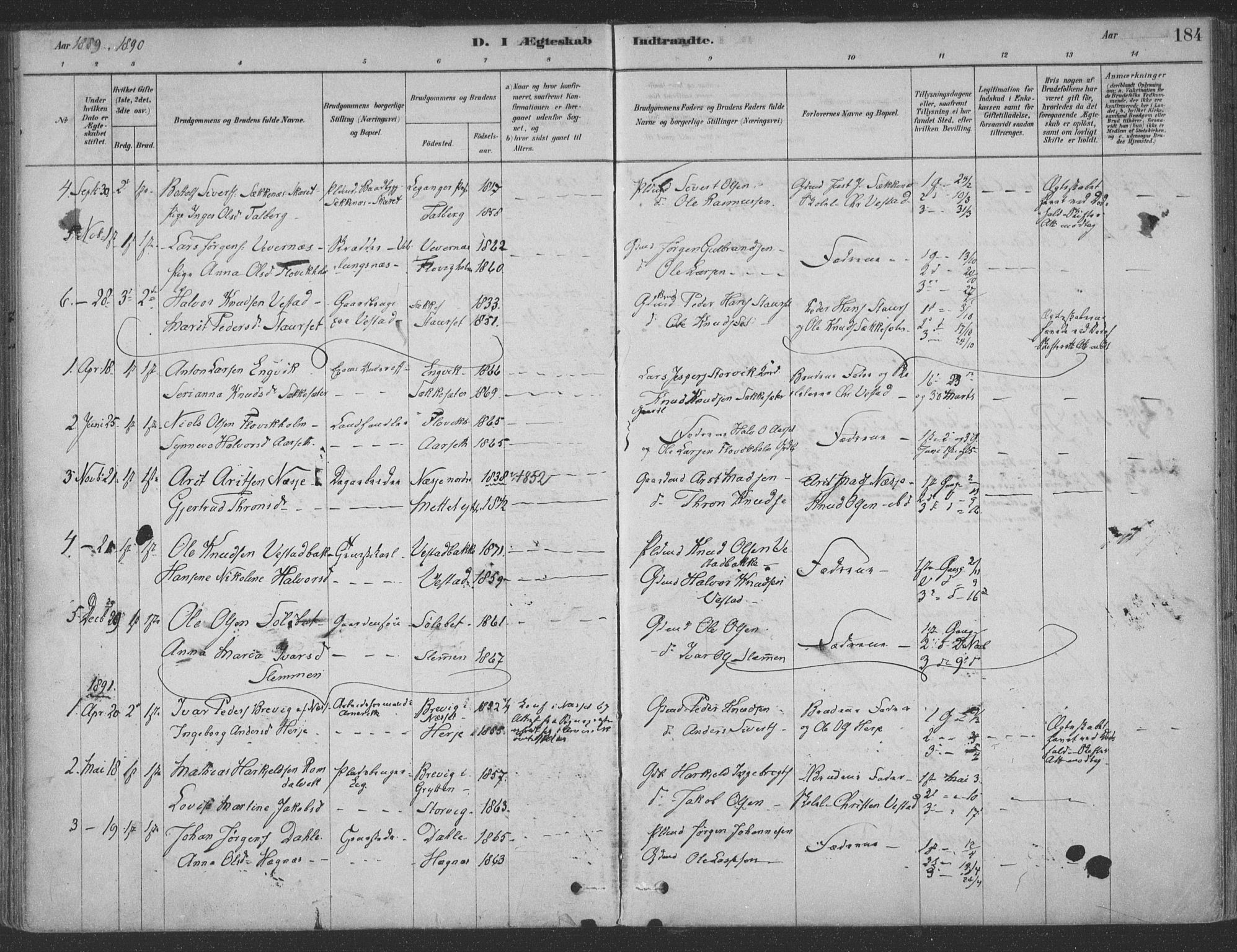 Ministerialprotokoller, klokkerbøker og fødselsregistre - Møre og Romsdal, AV/SAT-A-1454/547/L0604: Parish register (official) no. 547A06, 1878-1906, p. 184