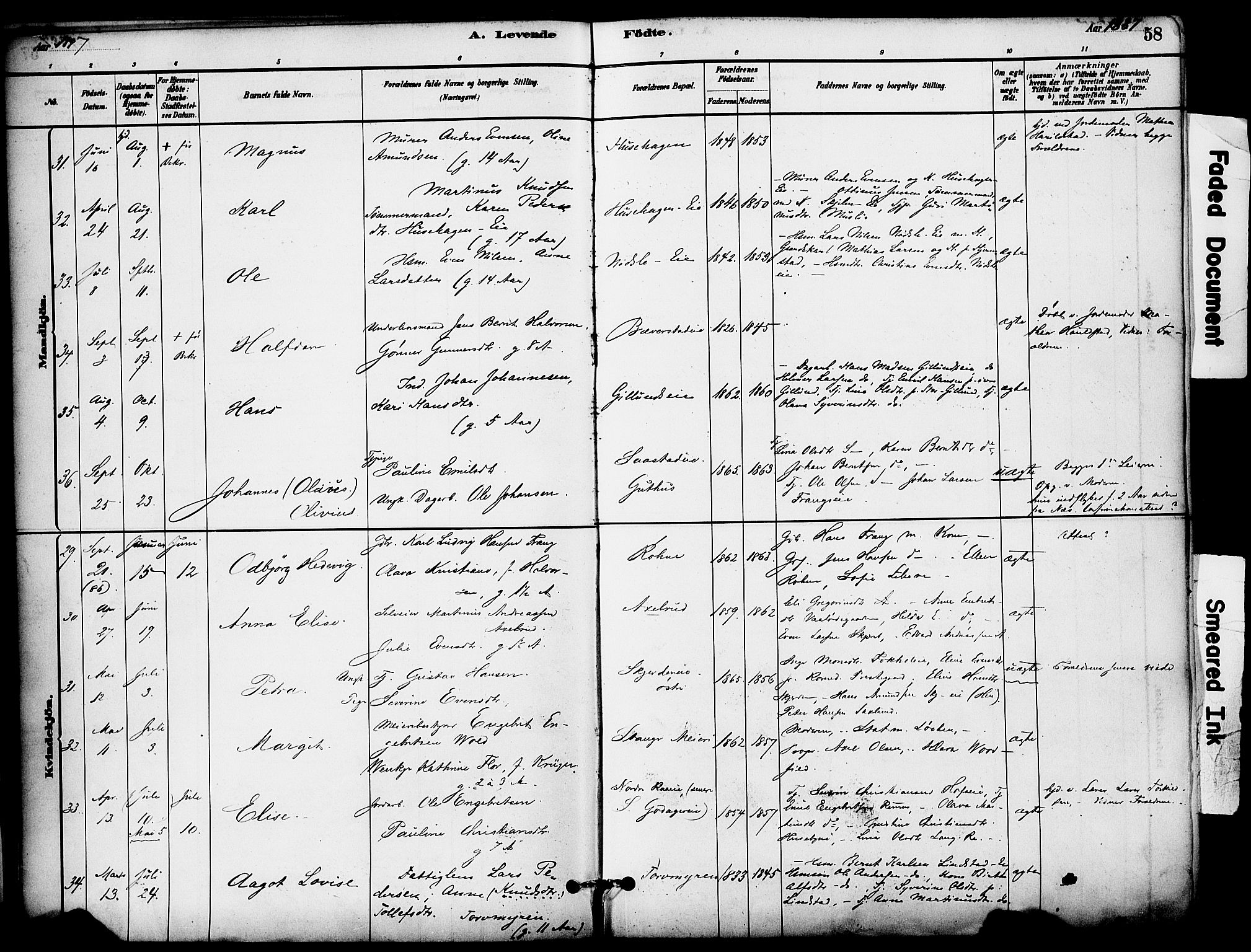 Stange prestekontor, AV/SAH-PREST-002/K/L0017: Parish register (official) no. 17, 1880-1893, p. 58