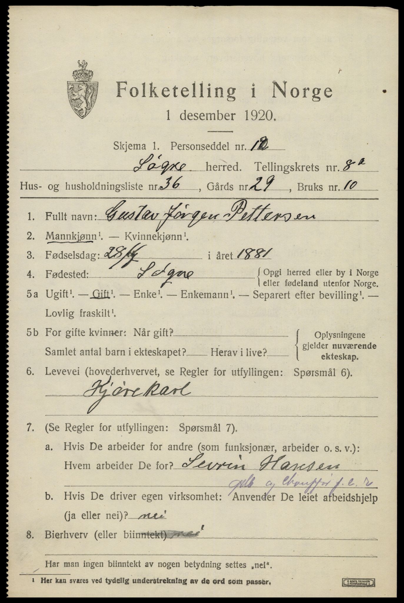 SAK, 1920 census for Søgne, 1920, p. 4395