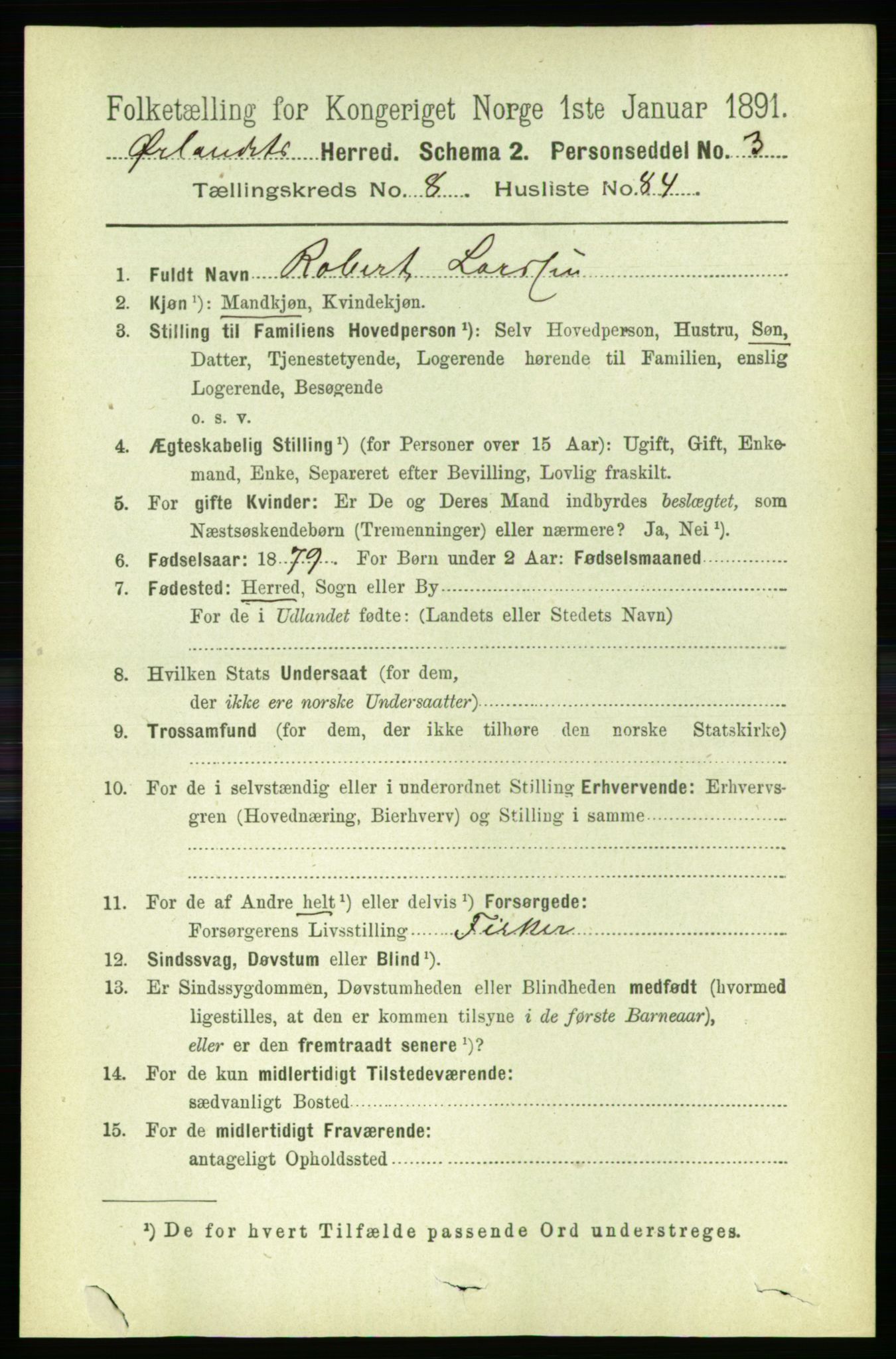 RA, 1891 census for 1621 Ørland, 1891, p. 3736