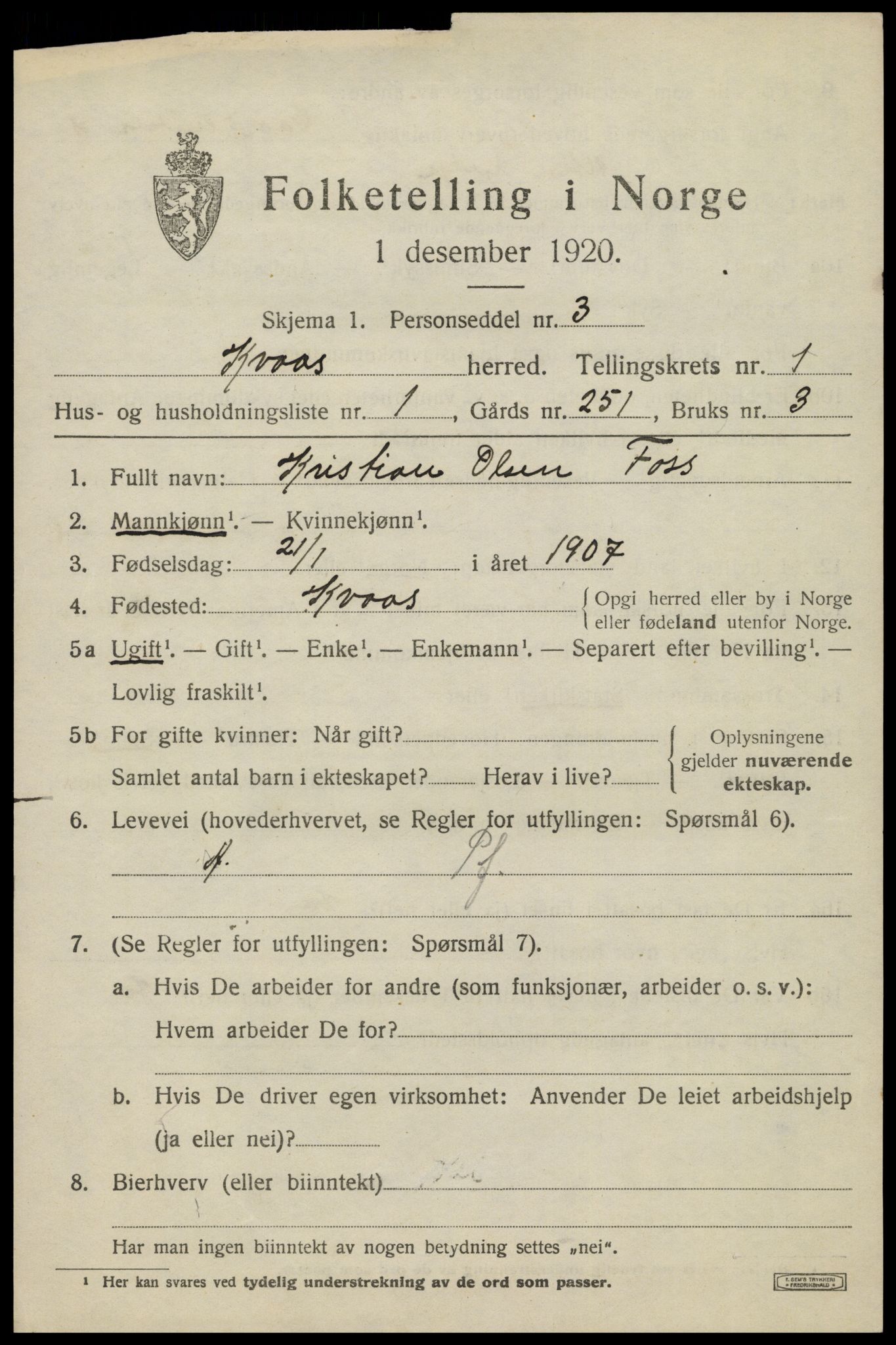 SAK, 1920 census for Kvås, 1920, p. 358