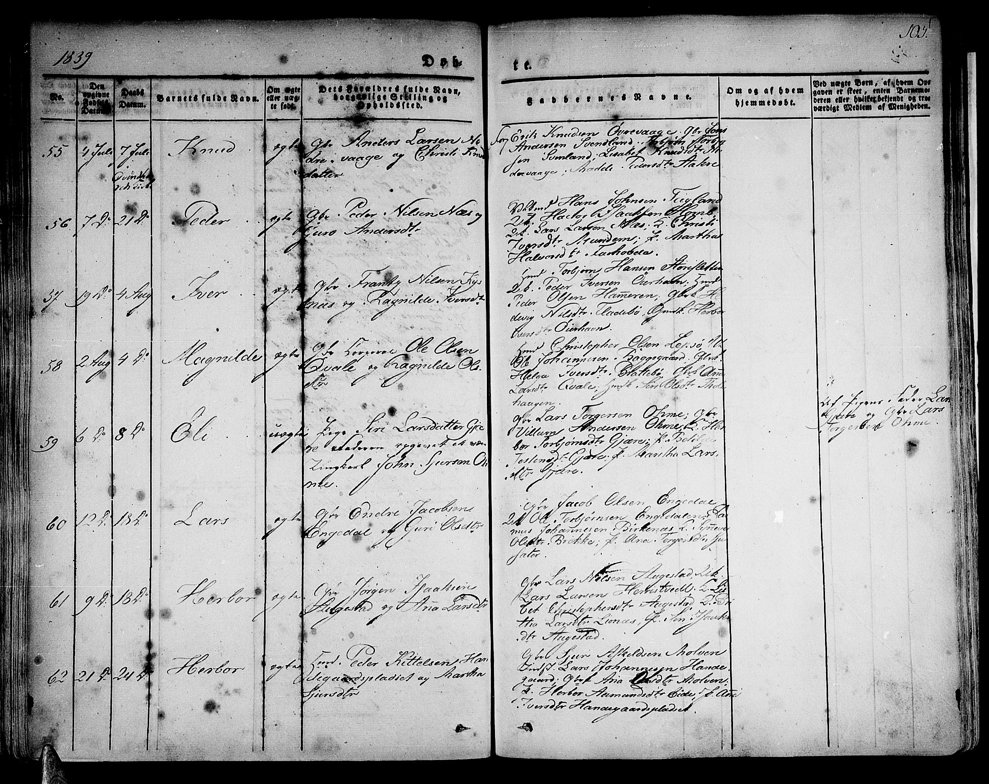 Strandebarm sokneprestembete, AV/SAB-A-78401/H/Haa: Parish register (official) no. A 6, 1826-1843, p. 105