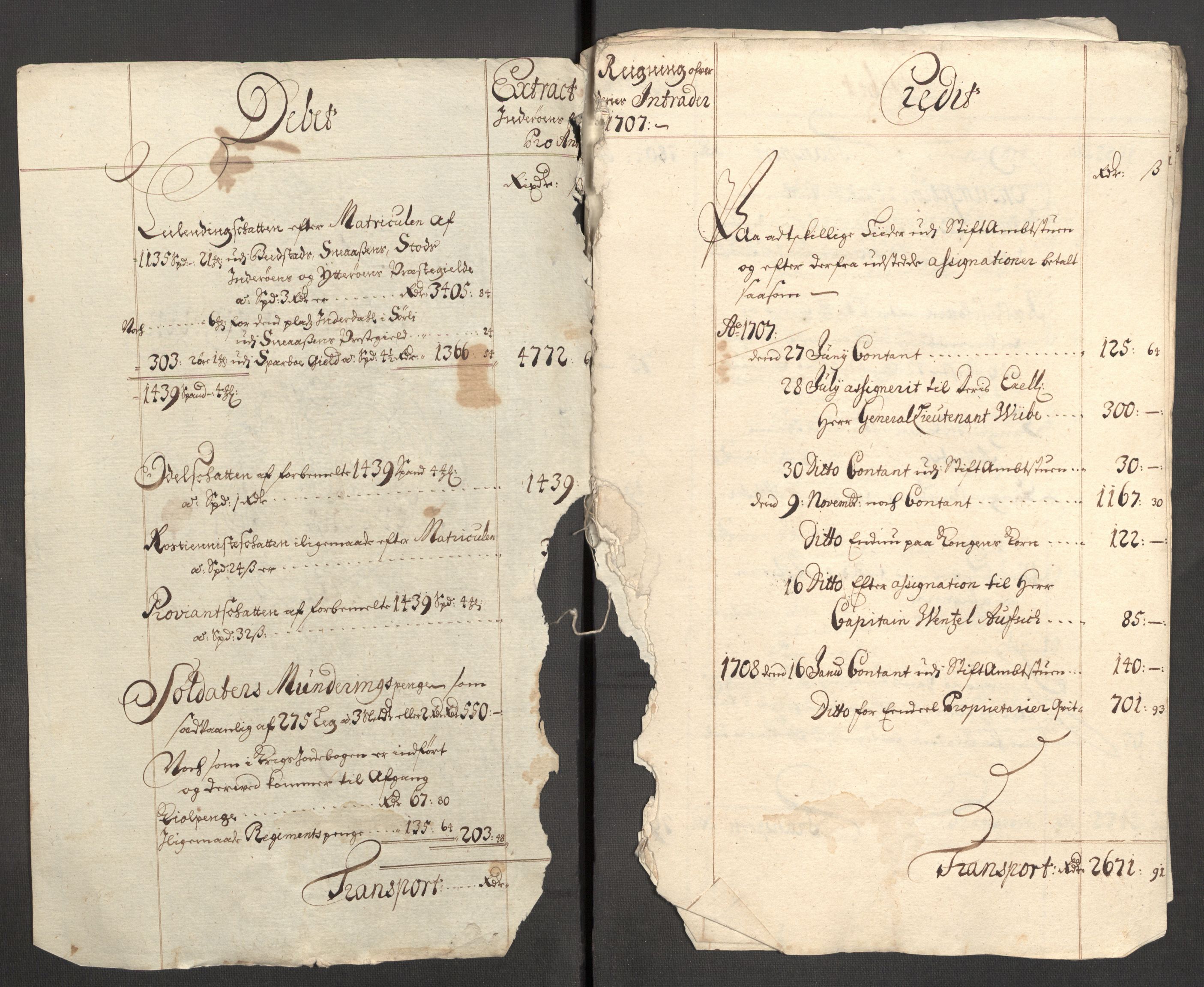 Rentekammeret inntil 1814, Reviderte regnskaper, Fogderegnskap, AV/RA-EA-4092/R63/L4315: Fogderegnskap Inderøy, 1706-1707, p. 274