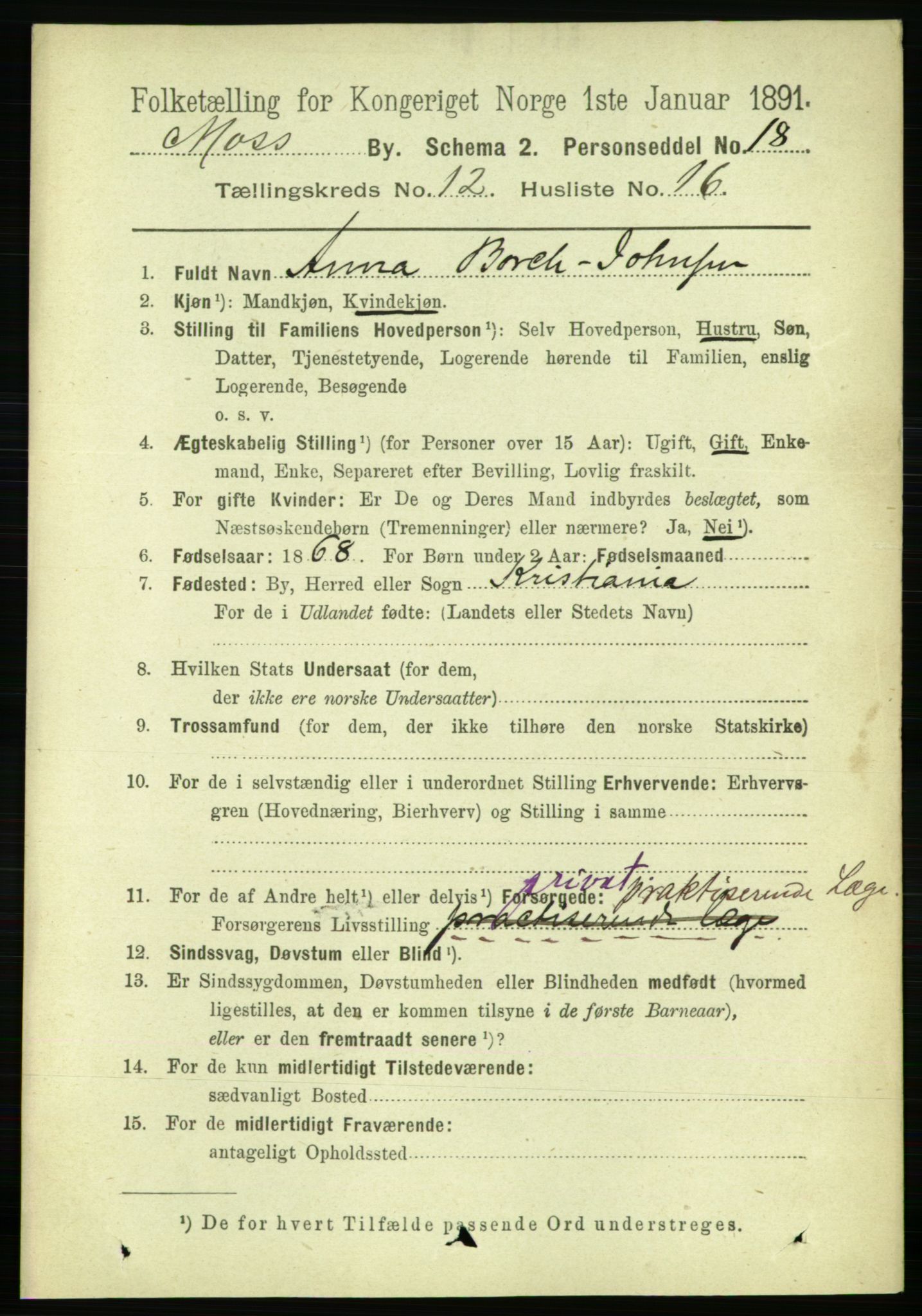 RA, 1891 census for 0104 Moss, 1891, p. 6519