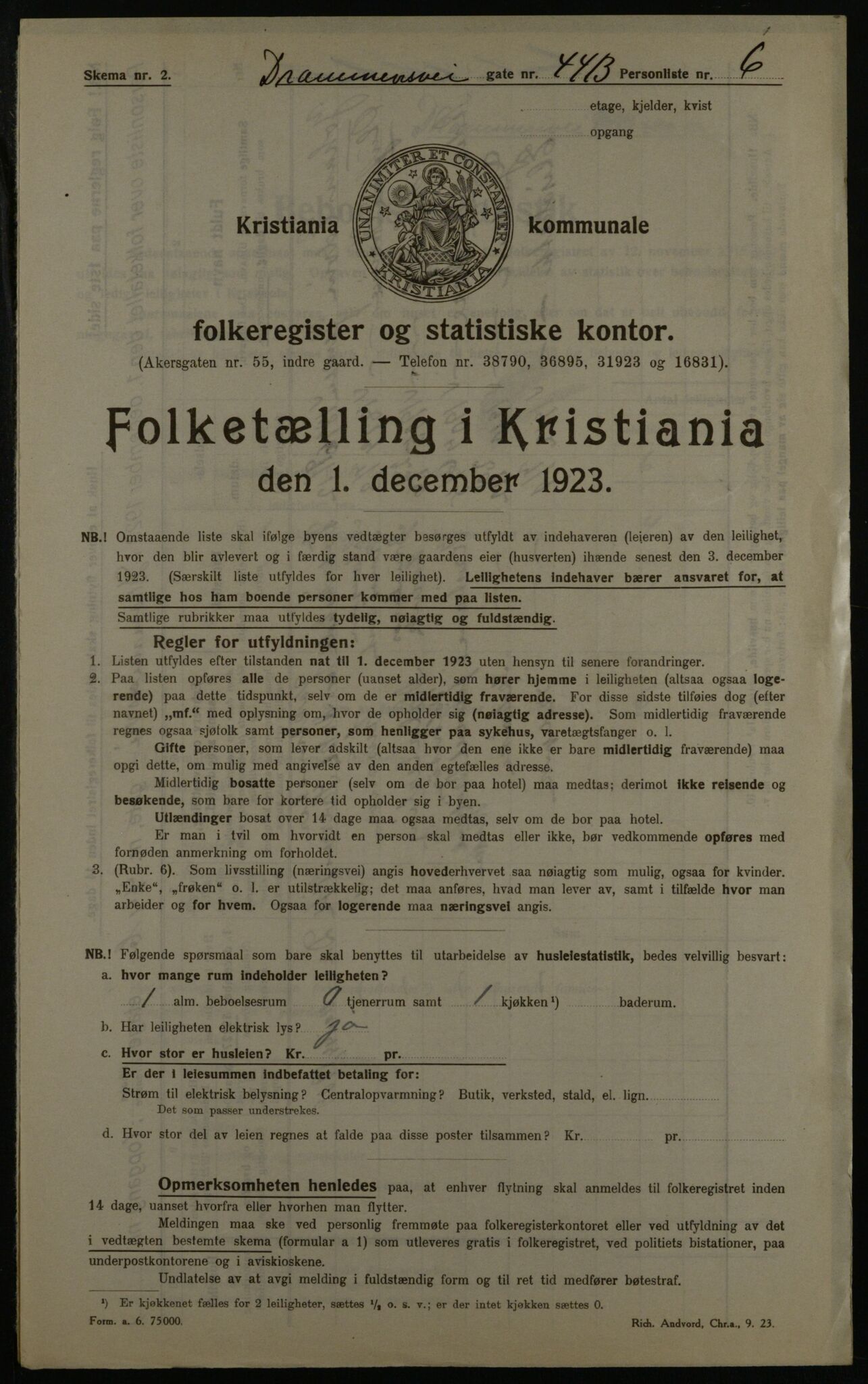 OBA, Municipal Census 1923 for Kristiania, 1923, p. 18547