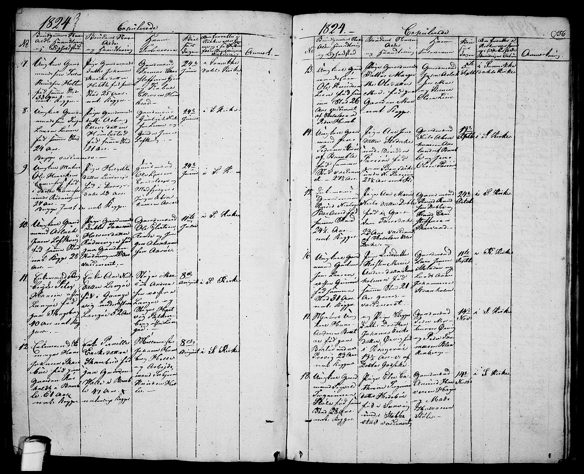 Sannidal kirkebøker, SAKO/A-296/F/Fa/L0005: Parish register (official) no. 5, 1823-1830, p. 156