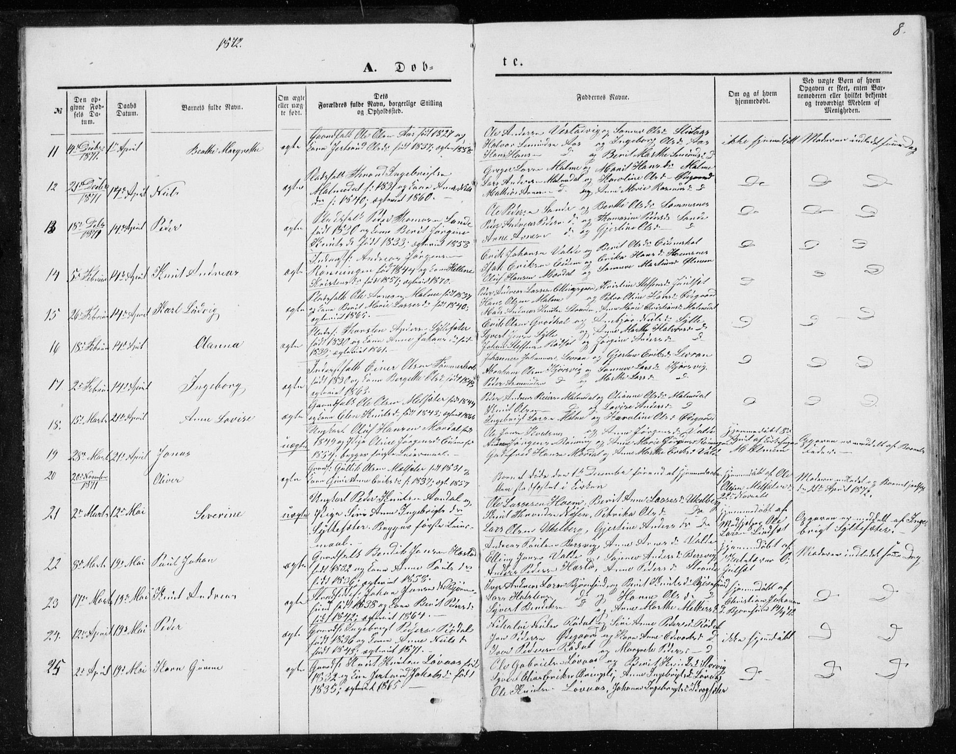 Ministerialprotokoller, klokkerbøker og fødselsregistre - Møre og Romsdal, AV/SAT-A-1454/565/L0754: Parish register (copy) no. 565C03, 1870-1896, p. 8