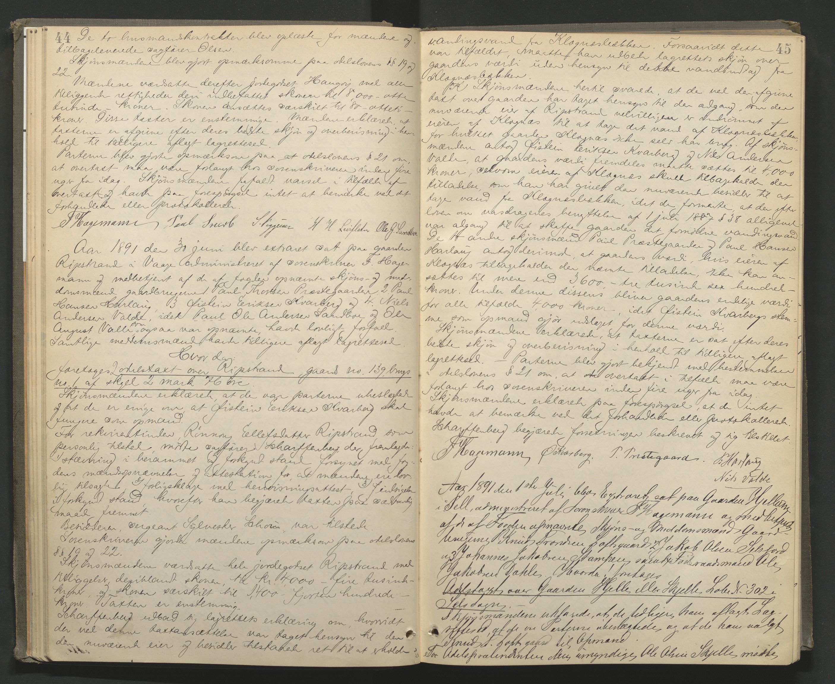 Nord-Gudbrandsdal tingrett, AV/SAH-TING-002/G/Gc/Gcb/L0005: Ekstrarettsprotokoll for åstedssaker, 1889-1900, p. 44-45