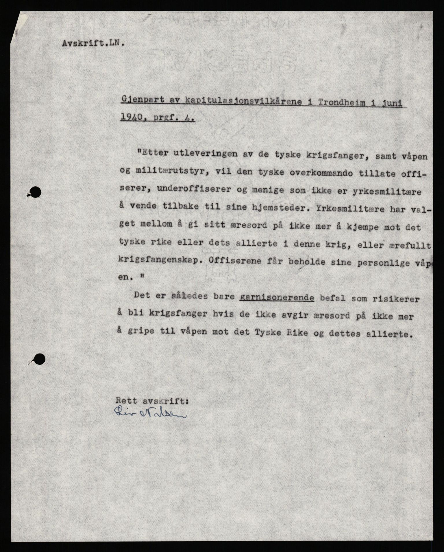 Forsvaret, Forsvarets krigshistoriske avdeling, AV/RA-RAFA-2017/Y/Yf/L0198: II-C-11-2100  -  Kapitulasjonen i 1940, 1940, p. 447