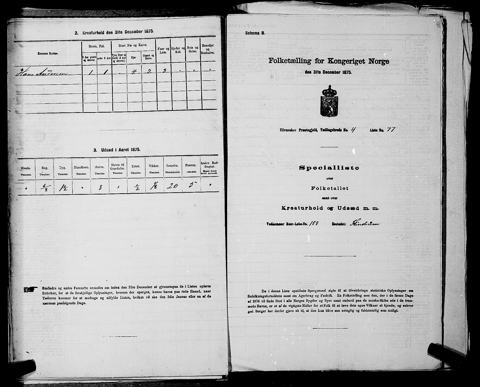 RA, 1875 census for 0235P Ullensaker, 1875, p. 640