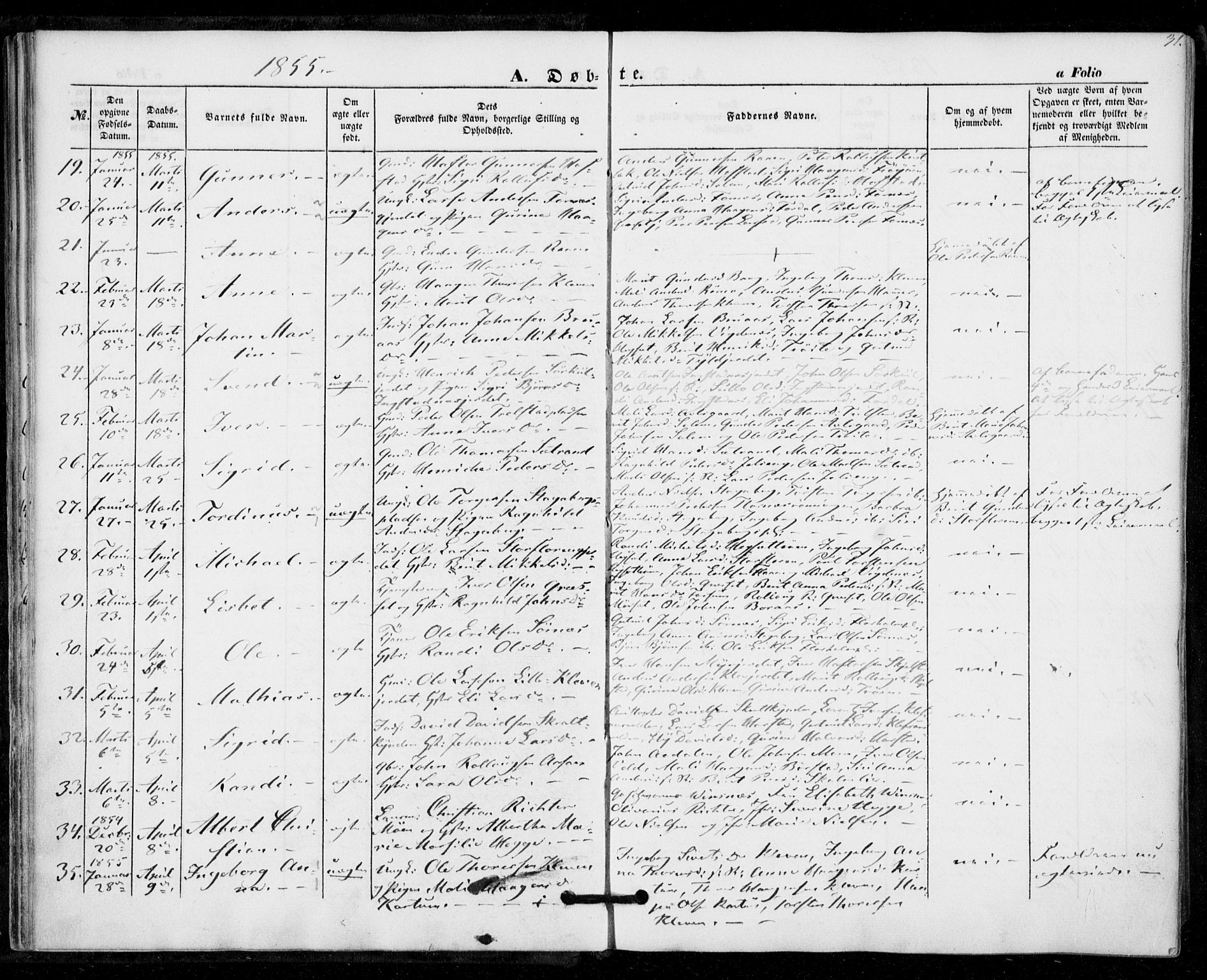 Ministerialprotokoller, klokkerbøker og fødselsregistre - Nord-Trøndelag, SAT/A-1458/703/L0028: Parish register (official) no. 703A01, 1850-1862, p. 31