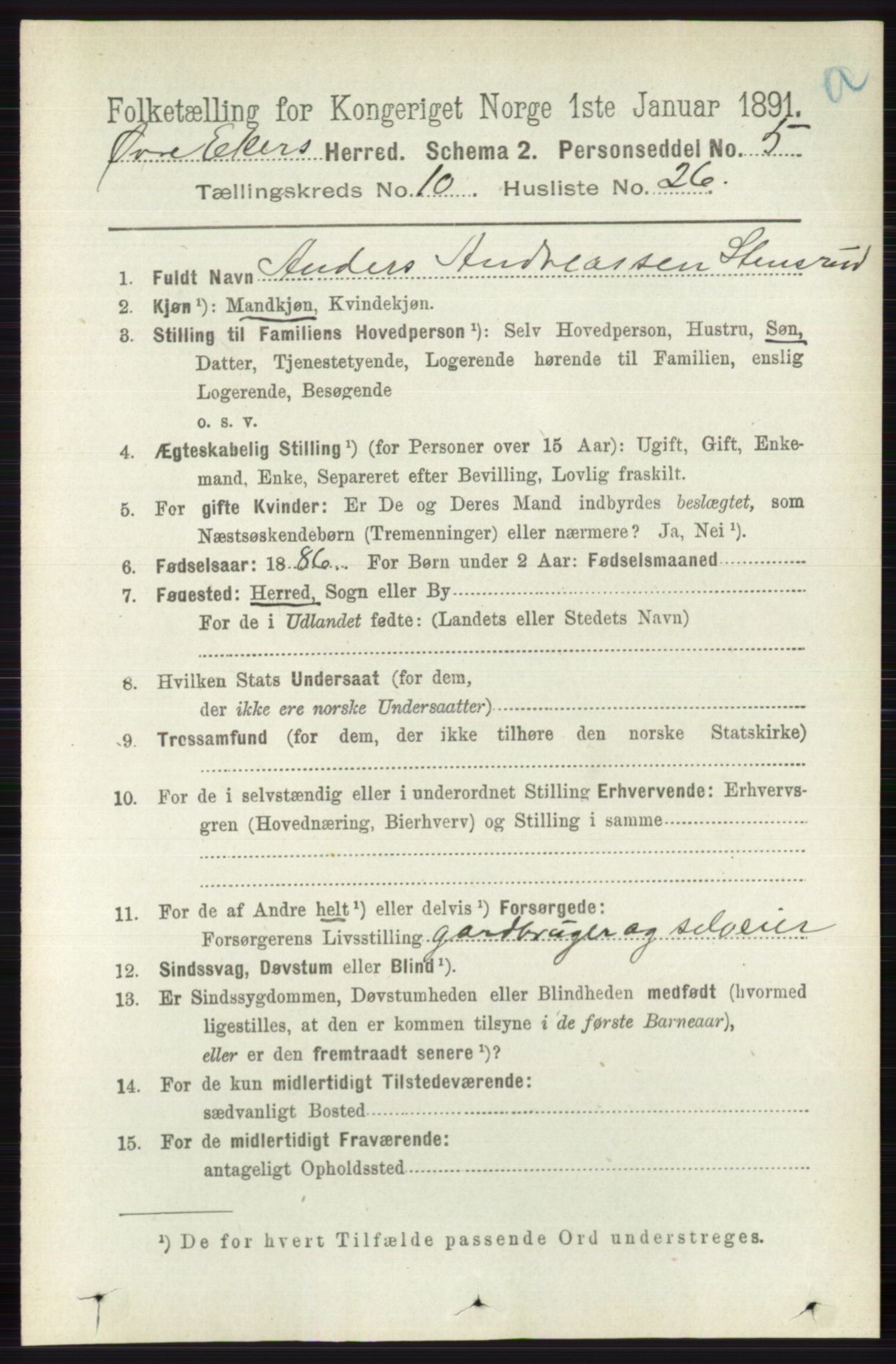 RA, 1891 census for 0624 Øvre Eiker, 1891, p. 4193