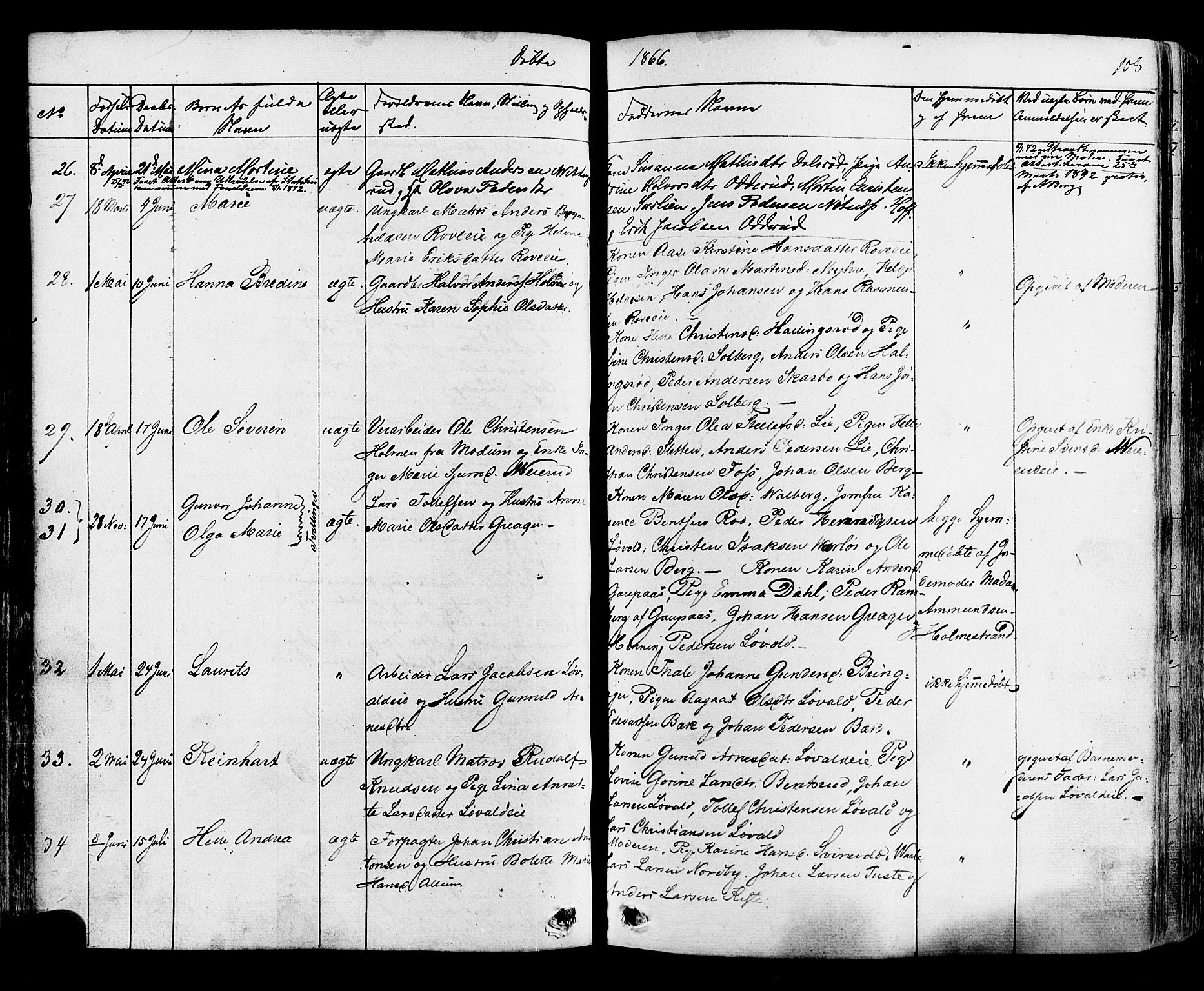 Botne kirkebøker, AV/SAKO-A-340/F/Fa/L0006: Parish register (official) no. I 6, 1836-1877, p. 108